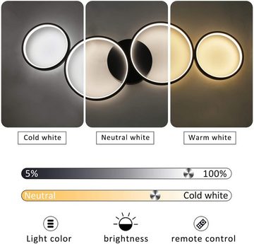 ZMH LED Deckenleuchte Deckenlampe Modern 4 Flammig in Ringoptik Dimmbar, LED fest integriert, Dimmbar, warmweiß-kaltweiß