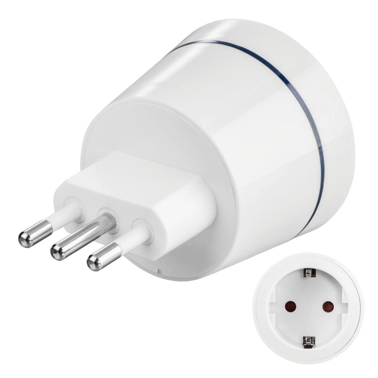 Hama Reise-Stecker Strom-Adapter DE auf IT Weiß Stromadapter Typ L, CEI 23-50 zu Typ F, CEE 7/4, Deutschland DE BRD Steckdose auf Italien ITA Südtirol Stecker Typ L