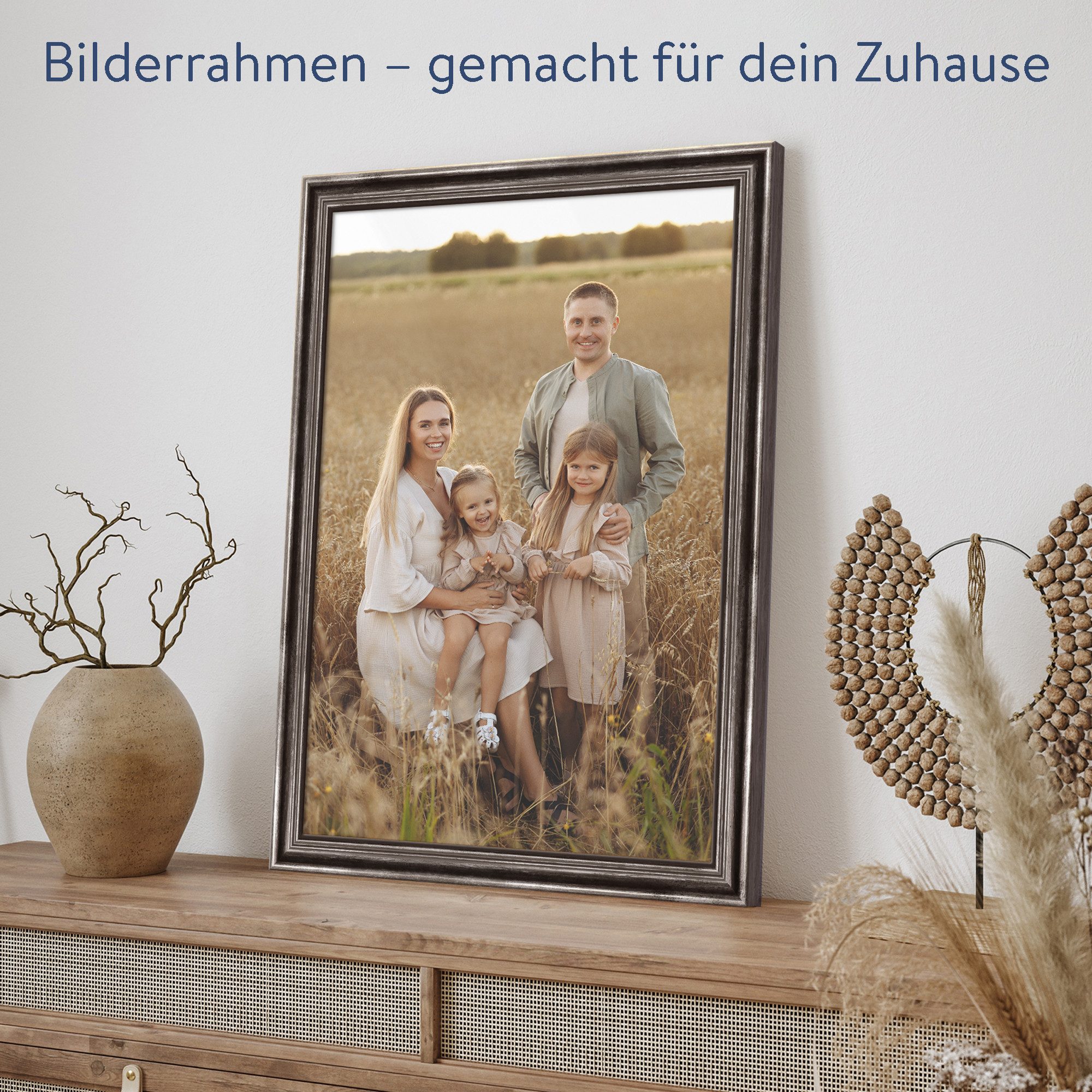 WANDStyle Einzelrahmen H400, Silber Bilderrahmen 30x40 Holz, Vintage Bilderrahmen Silber 30x40 cm