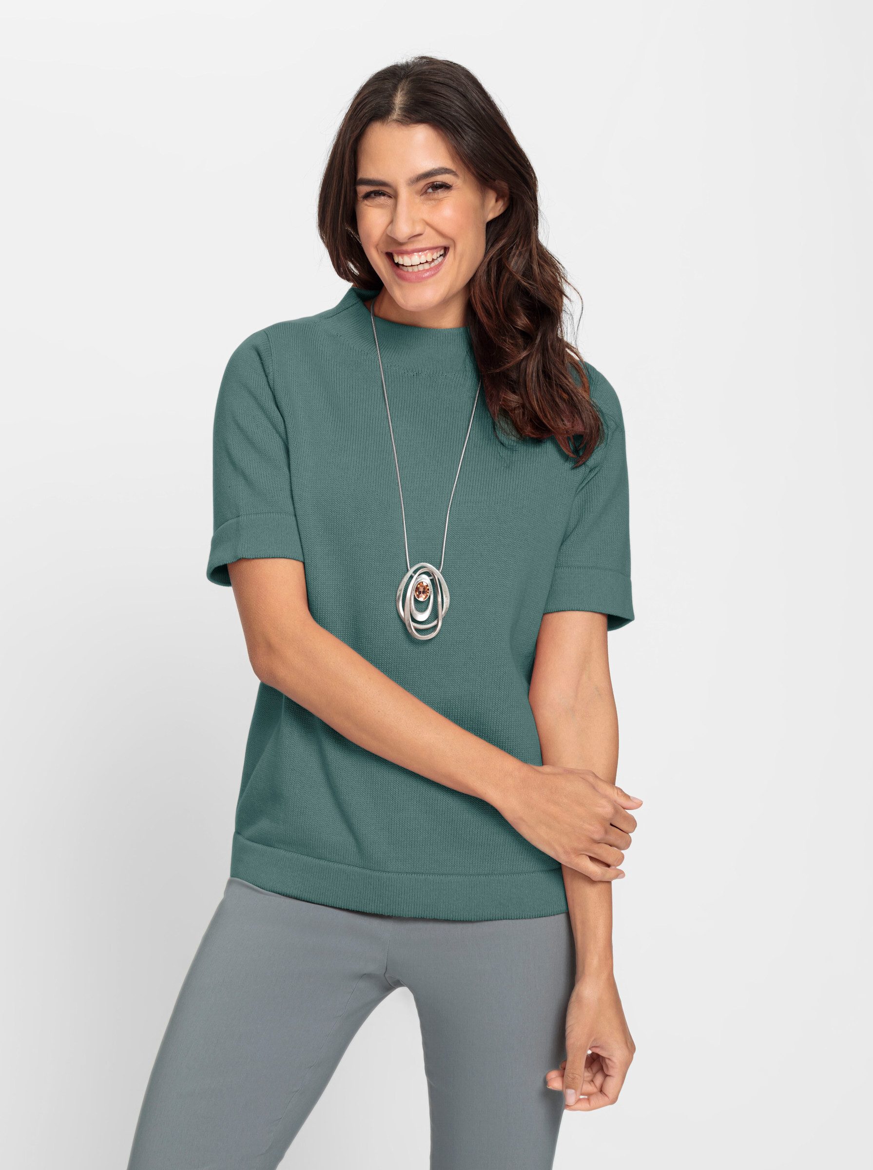 Witt Strickpullover Pullover Kurzarm Jersey aus Baumwolle, mit Halbarm günstig online kaufen