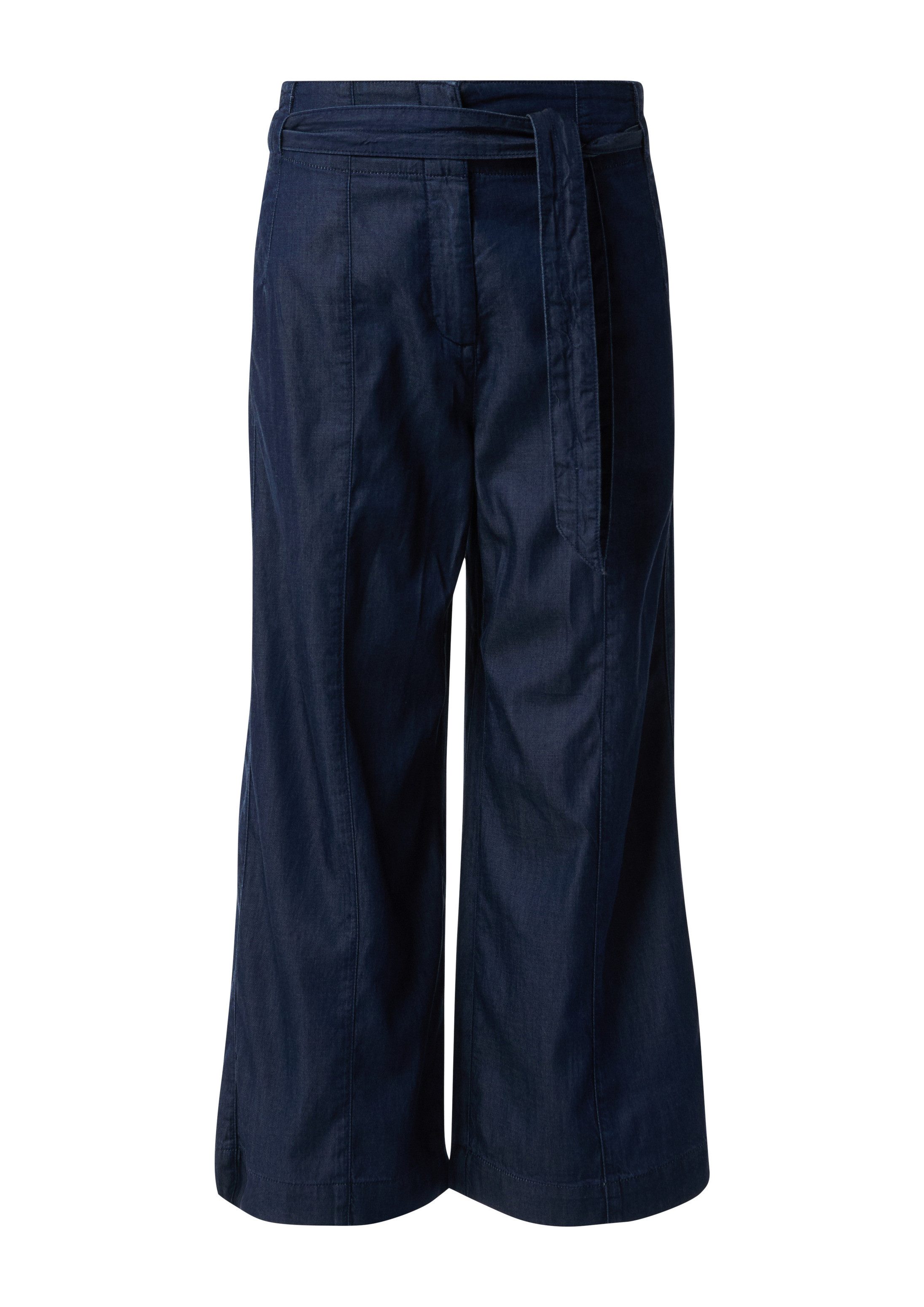 comma Weite Jeans Hose Culotte aus Lyocellmix mit Bindegürtel