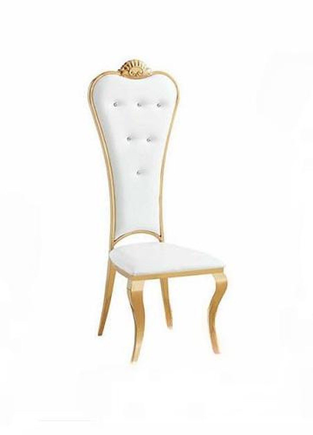 JVmoebel Esszimmerstuhl Klassischer Polstersessel aus Holz in Weiß mit Edelstahl-Details, Made in Europa