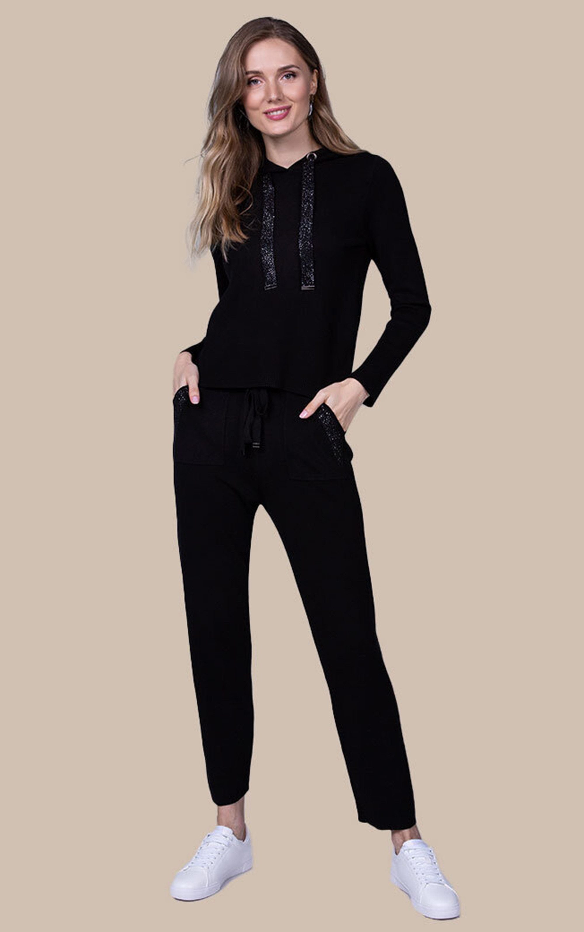 Passioni Kapuzenpullover mit schimmernden Bindebändern günstig online kaufen