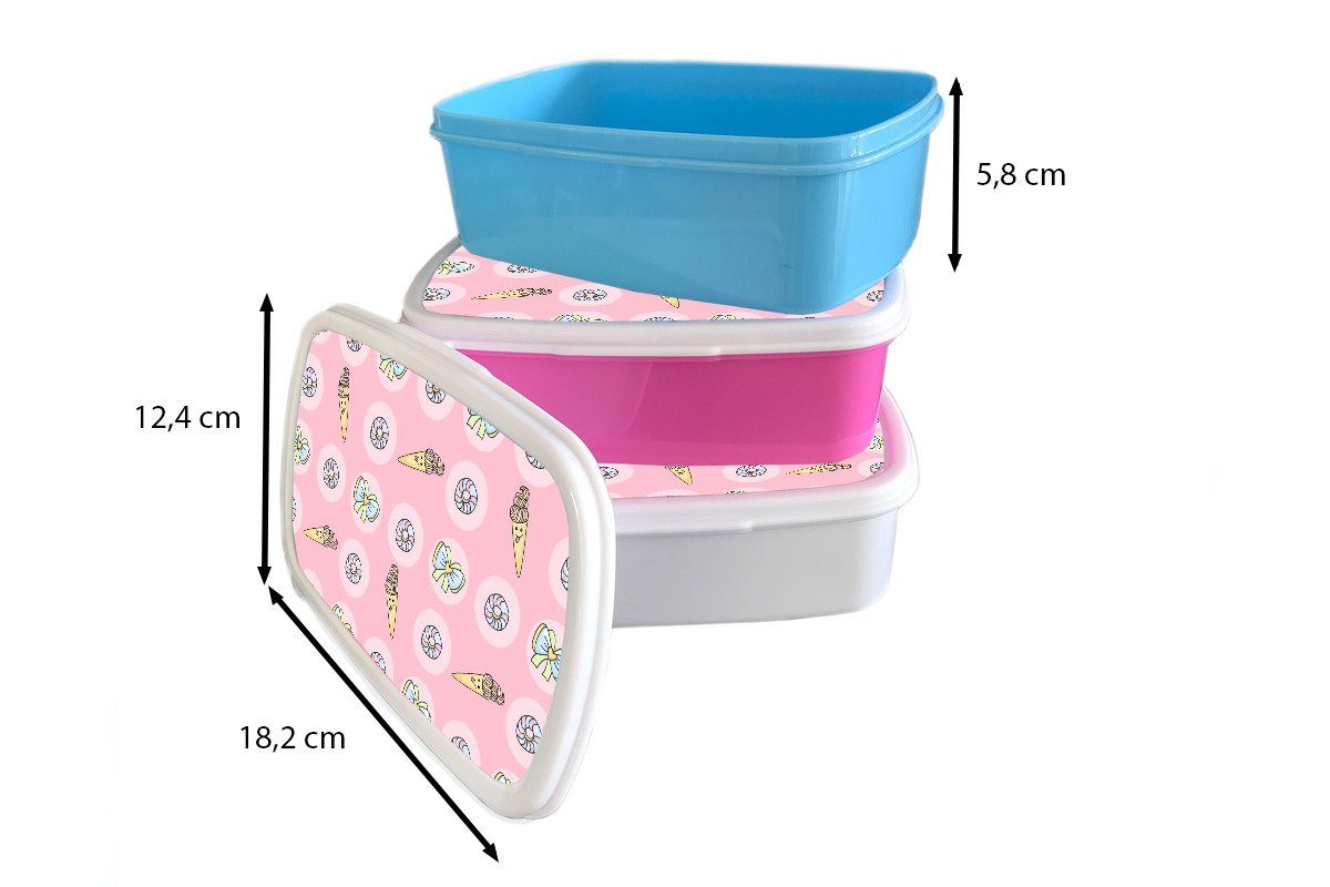 MuchoWow Lunchbox Donuts - - Brotbox Pastell, Erwachsene, (2-tlg), Snackbox, Mädchen, Muster Kunststoff Kinder, für Kawaii - Brotdose Kunststoff, rosa