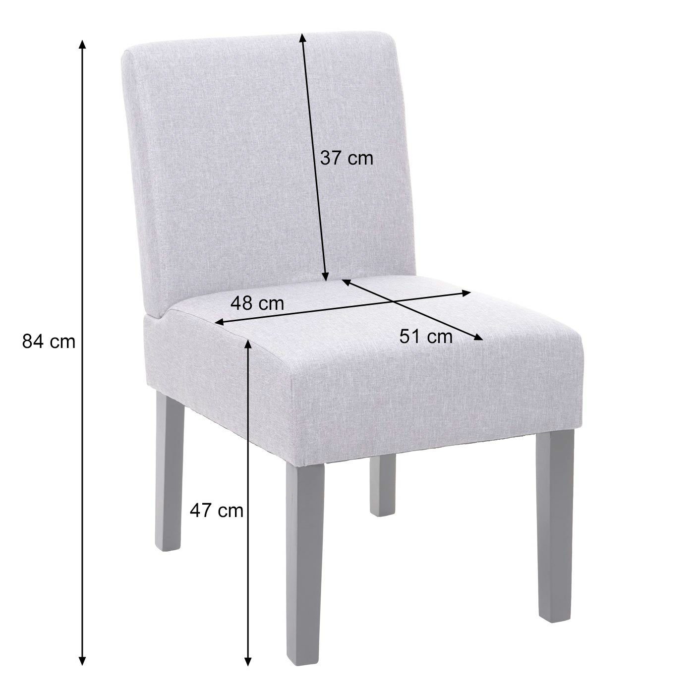 MCW Esszimmerstuhl MCW-F61-2 (Set, 2 2er-Set, grau Sitzfläche Sitz- Rückenfläche, | lange grau Extra Abgerundete und St)