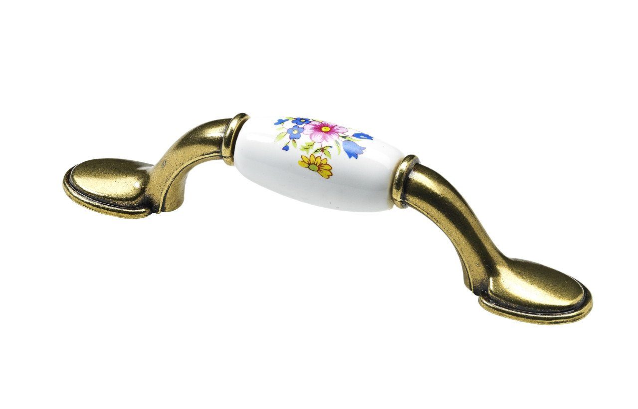 Möbelgriff Hettich Möbelgriff Keramik weiß/floral 18 x 126,5