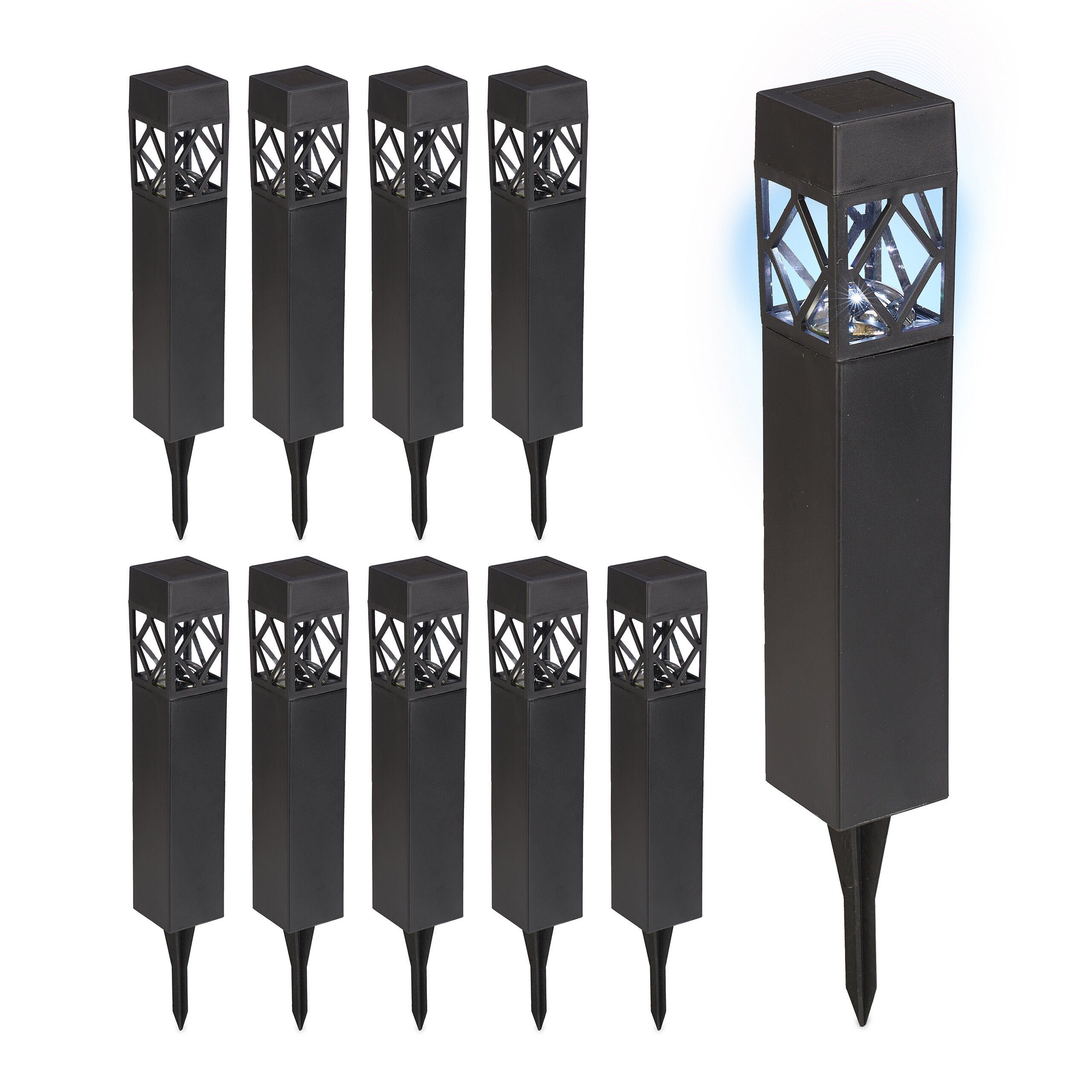 relaxdays LED Solarleuchte Solarlampen Set, 10er Pack günstig online kaufen