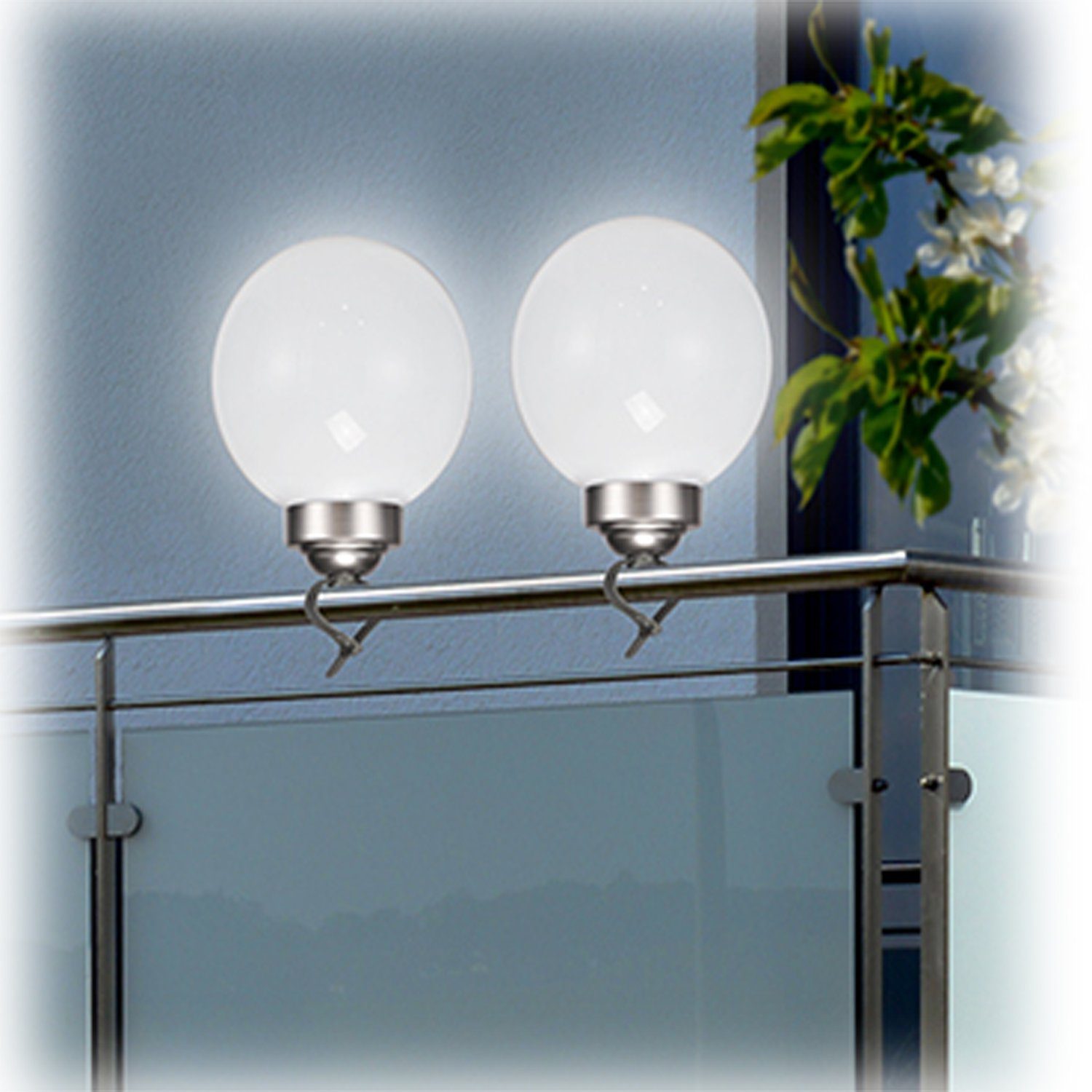 Mojawo LED Stern »2 in 1 Garten LED Solar Kugelleuchte Ø 15cm Weiß