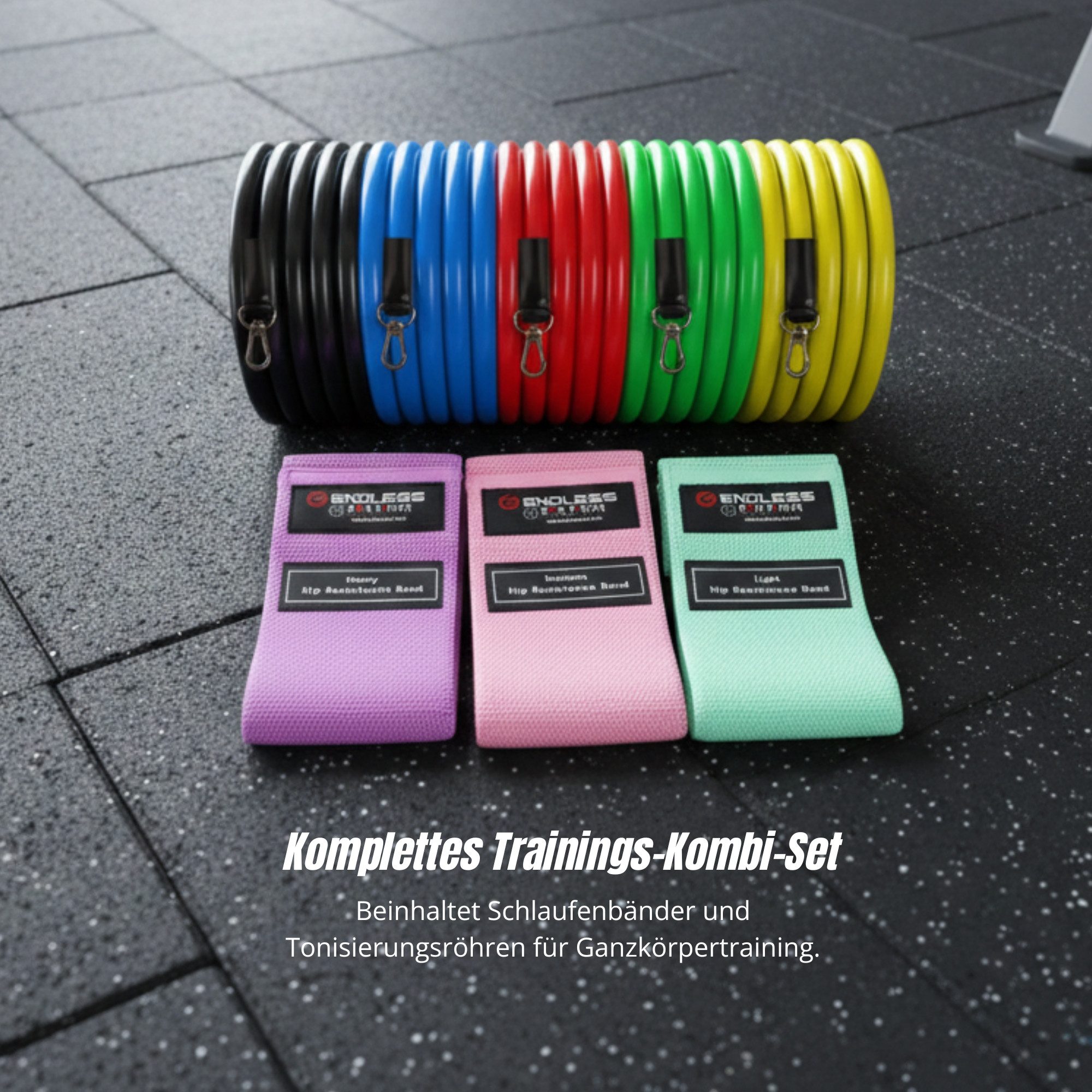 Endless Stretchband Resistance Band Fitness Set 8-teilig für Ganzkörpertraining
