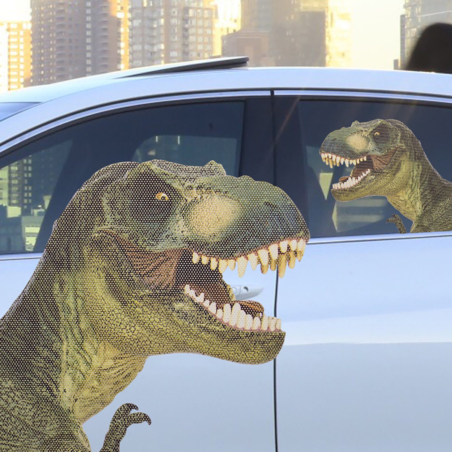 Thumbs Up Fenstersticker Ride With T-Rex - Fenstersticker