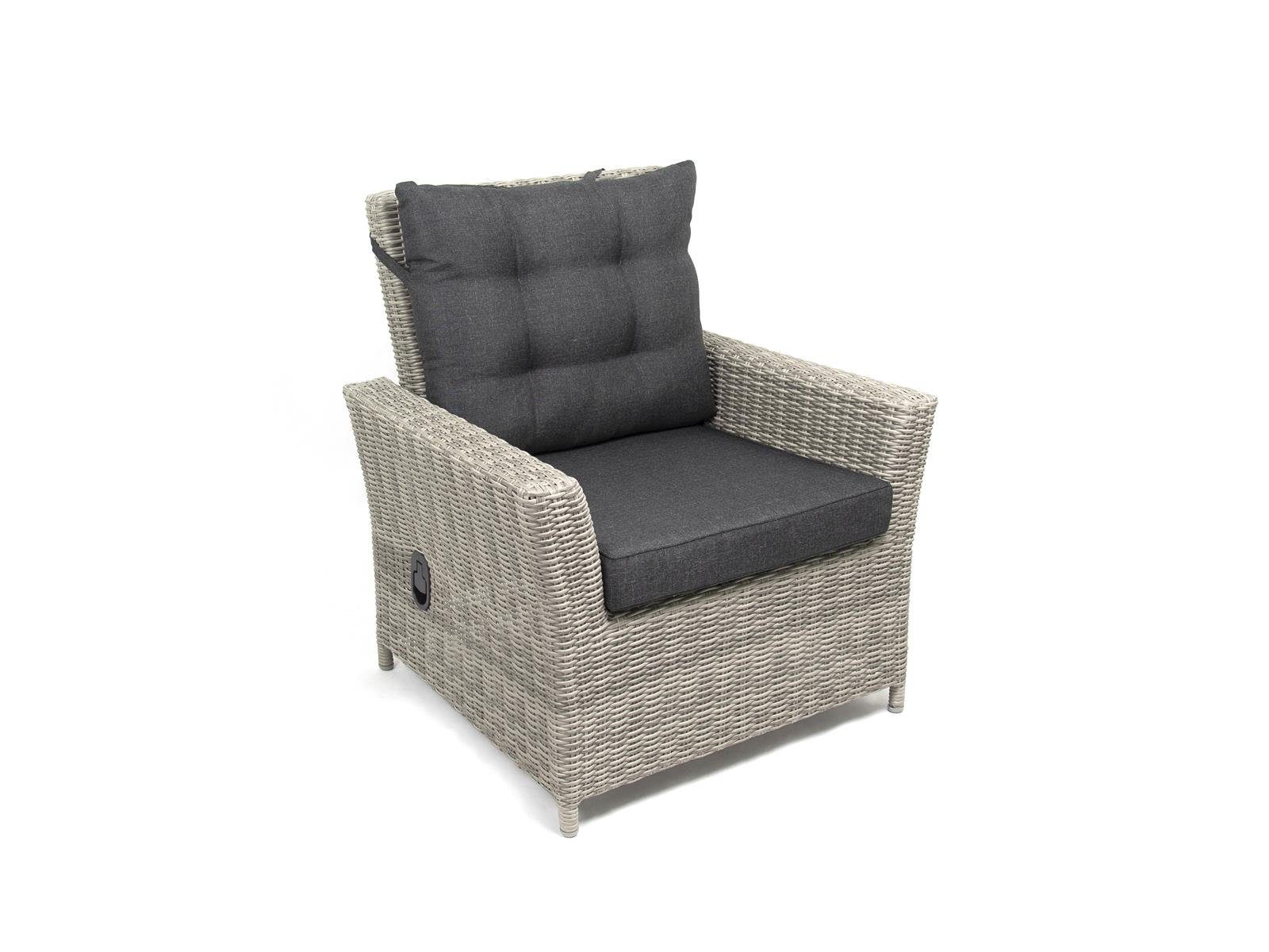 bellavista - Home&Garden® Gartenlounge-Set Dininglounge-Set Asti 7-Personen Polyrattan grau mit Tisch, (19-tlg), Aluminium Rattanlounge, stufenlos verstellbare Rückenlehnen