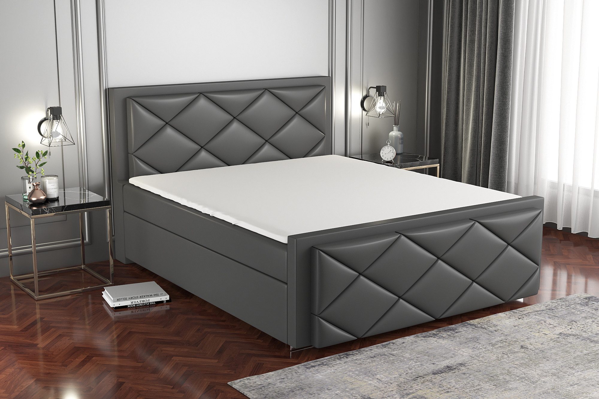 A&J MöbelLand GmbH Boxspringbett SAXI mit Bettkasten, Topper und gepolstert günstig online kaufen