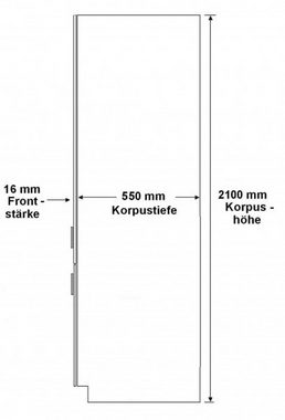 Küchen-Preisbombe Hochschrank 60 cm Eiche Artisan + Weiß Hochglanz Küchenzeile Küchenblock Küche