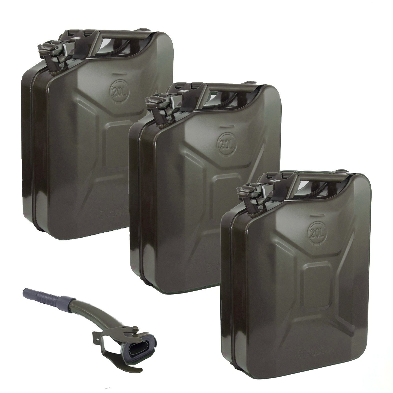 Oxid7 3er Set - Metall-Kraftstoffkanister 20 Liter Olivgrün