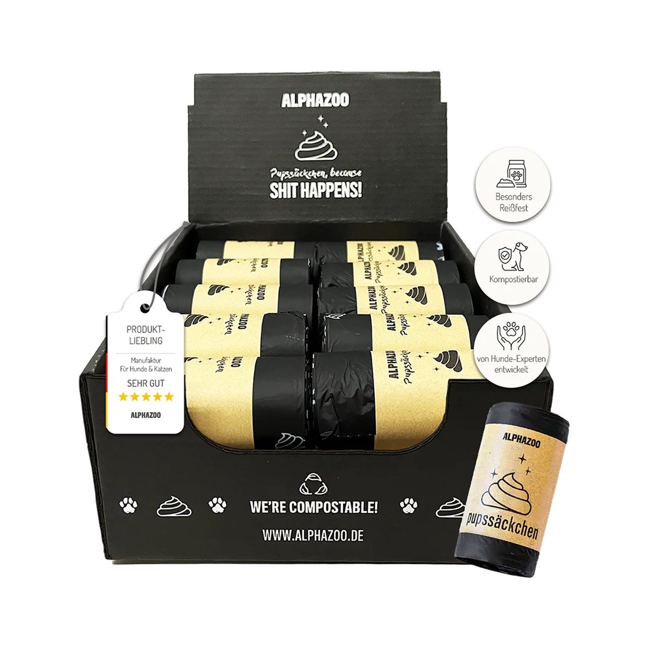 ALPHAZOO Hundekotbeutel Kotbeutel für Hunde I Pupssäckchen Hundebeutel, Kom günstig online kaufen