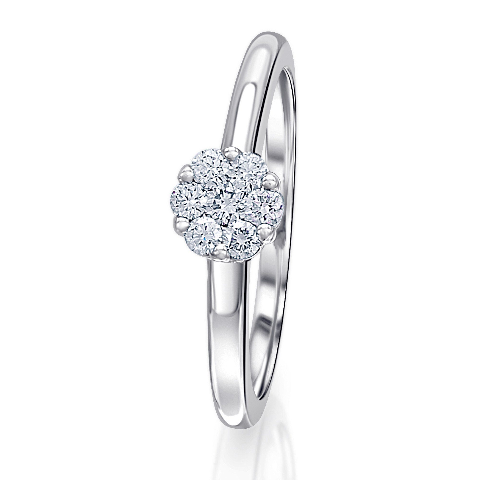 Diamantring Ring ONE Gold Brillant 585 ct ELEMENT 0,25 Damen Schmuck Weißgold, Invisible aus Diamant Invisible
