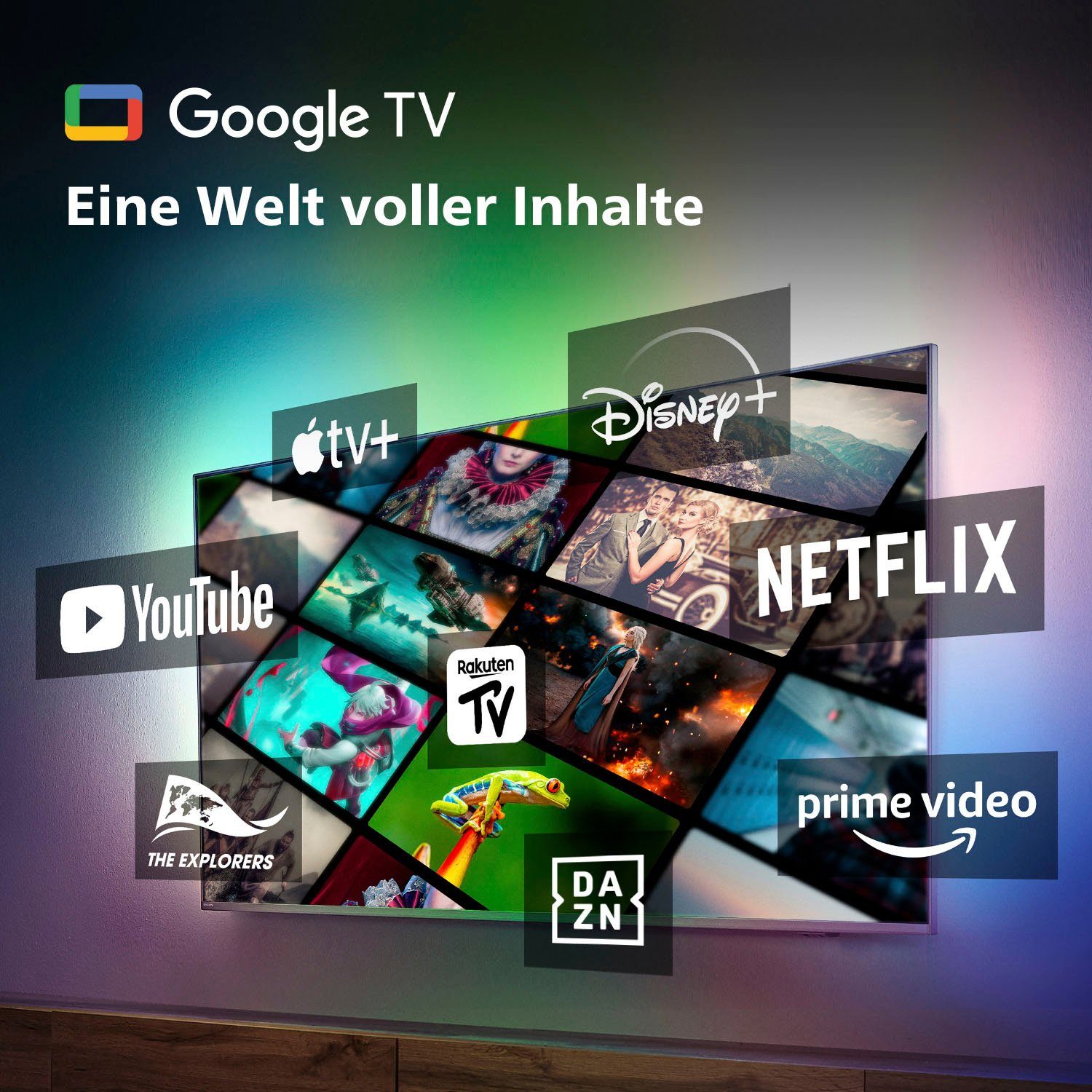 Philips 65OLED708/12 OLED-Fernseher TV, Zoll, 4K Ultra cm/65 Google Android (164 TV, HD, Smart-TV)