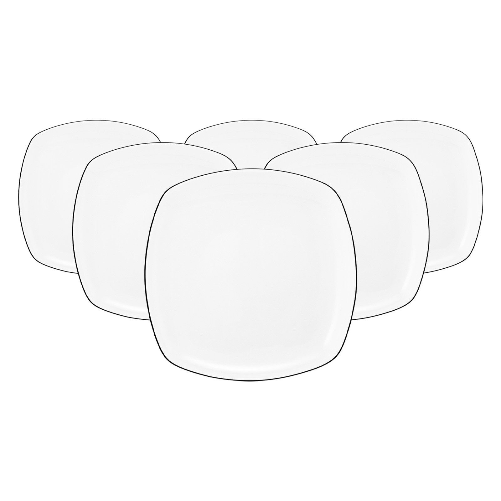 Seltmann Weiden Frühstücksteller Lido Black Line Frühstücksteller eckig ø 20 cm, (6 St)