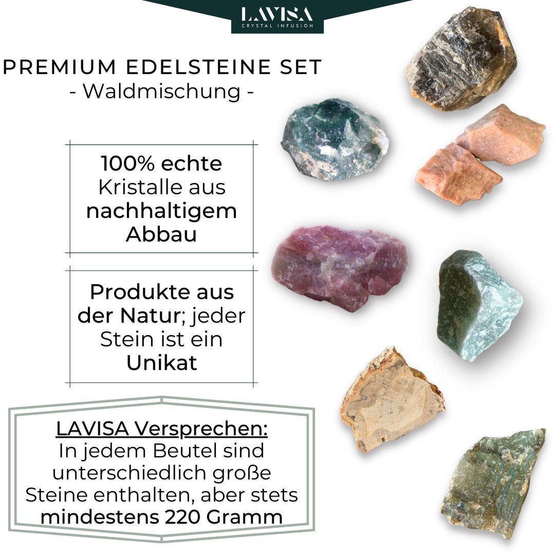 echte Edelsteine, Dekosteine, Edelstein Kristalle, LAVISA Mineralien Natursteine Waldmischung