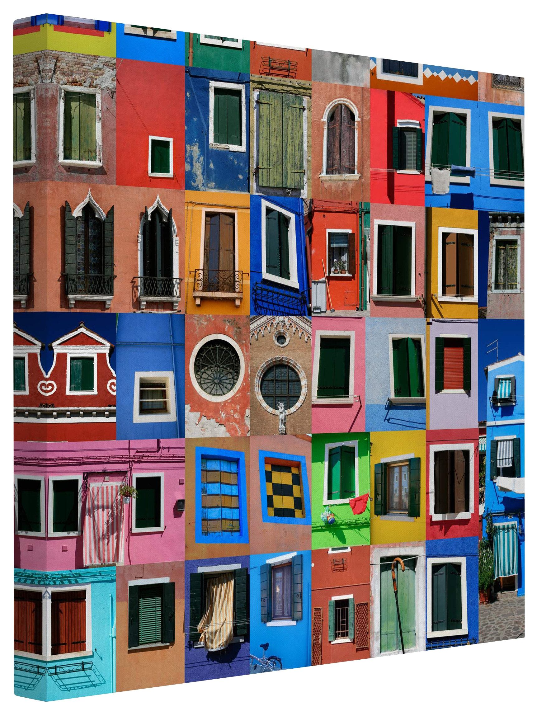 Bilderdepot24 Leinwandbild Muster Architektur Fenster der Welt bunt Bild auf Leinwand Groß XXL, Muster & Texturen, Wohnzimmer Schlafzimmer Küche Flur Wandbild Kunstdruck Wanddeko Druck