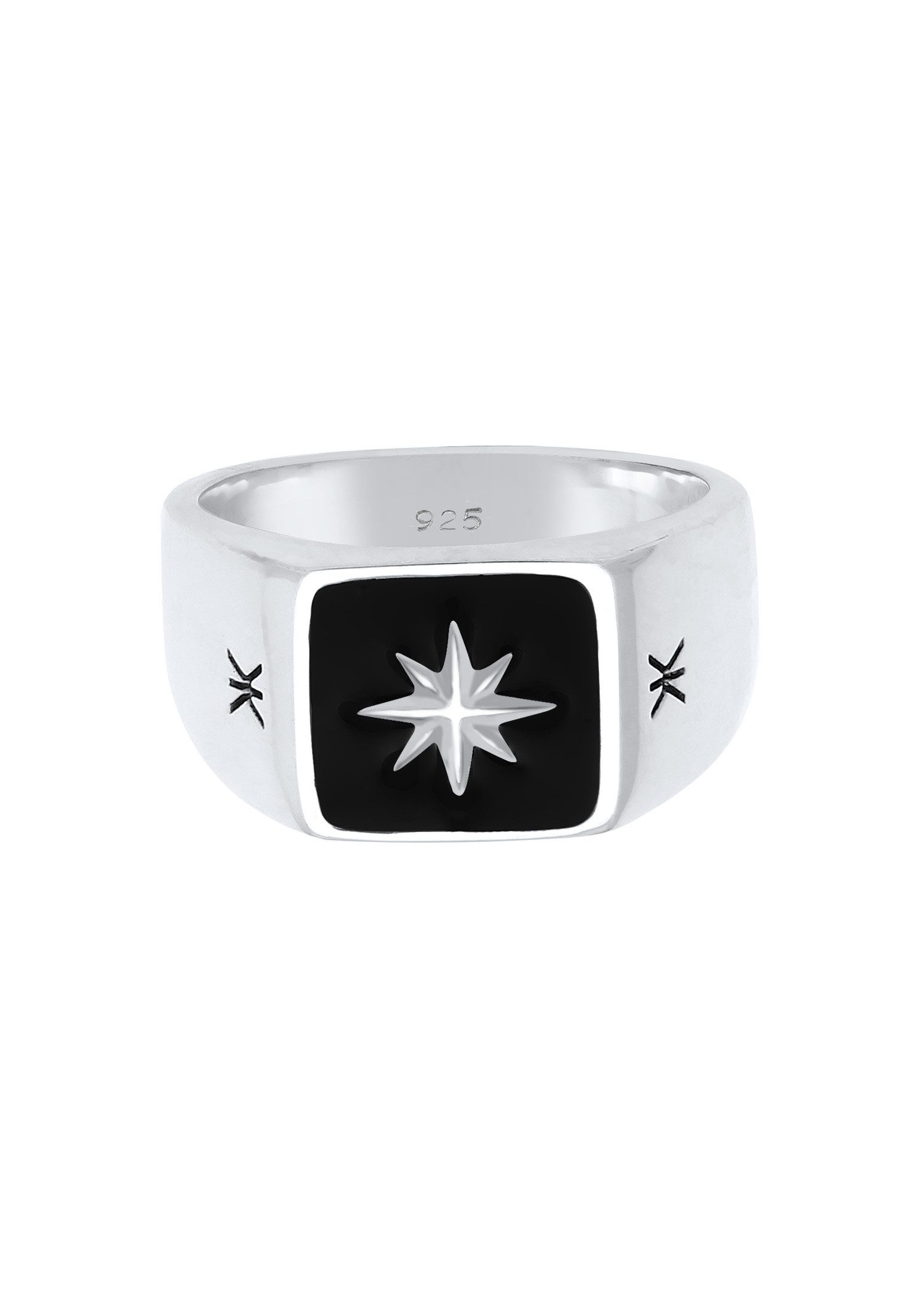 Kuzzoi Siegelring Herren Siegelring Emaille Stern Basic 925er Silber