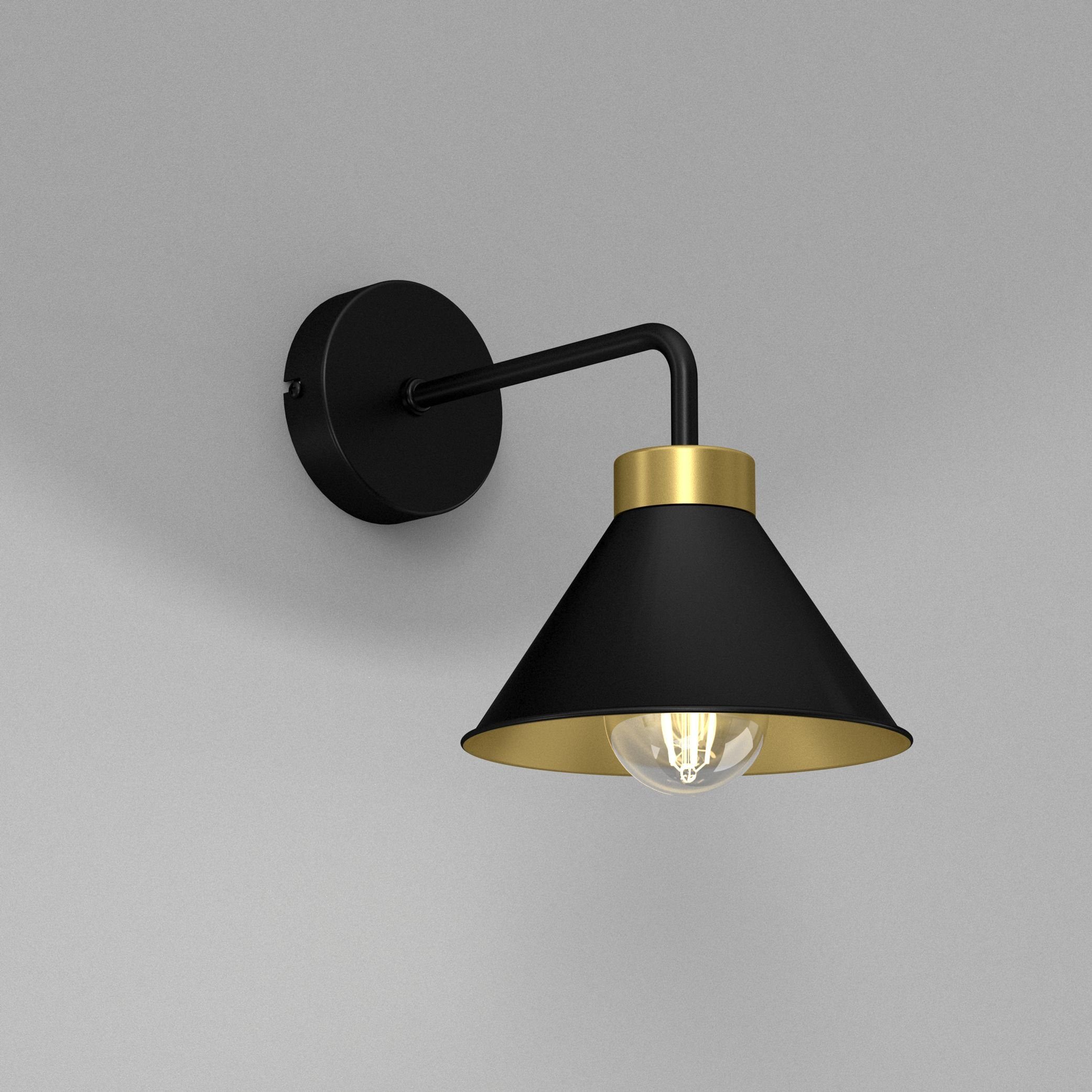 Metall Wandleuchte Schwarz E27 Leuchtmittel, Gold Licht-Erlebnisse Hängelampe Vintage Hängeleuchte ohne RIAN,
