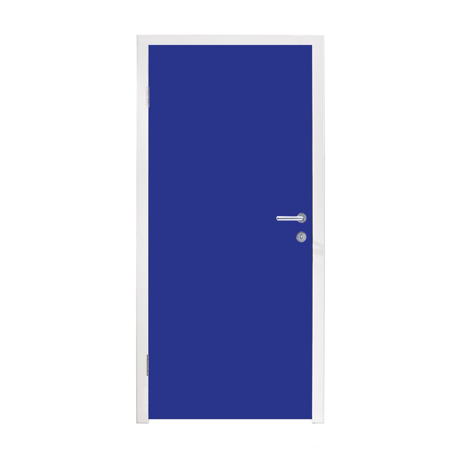 MuchoWow Türtapete Blau - Einfarbig - Dunkelblau, Matt, bedruckt, (1 St), Selbstklebende Tapete, Folie für Möbel, 75x205 cm