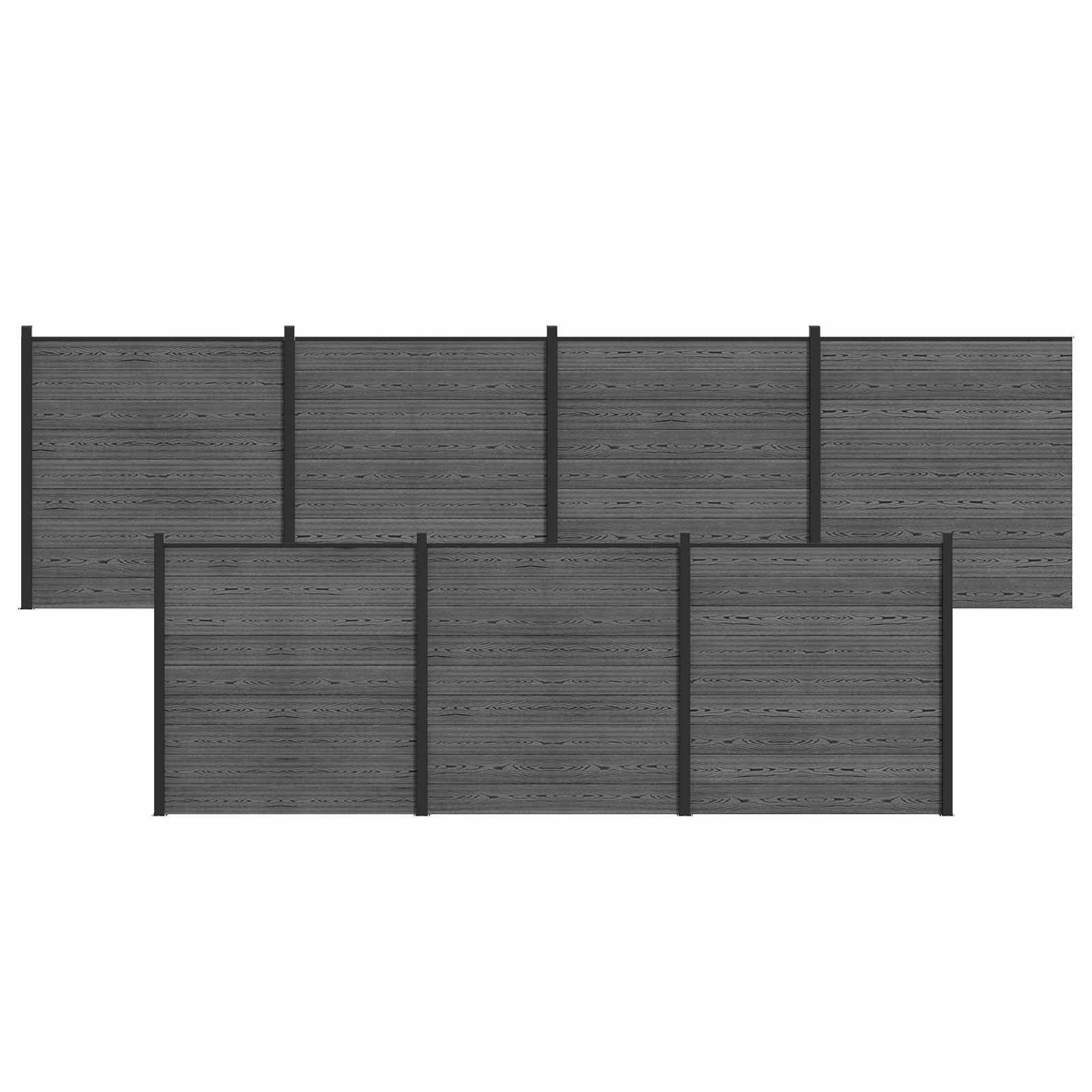 vidaXL Gartenzaun zaunset 7 stk. 1218 x 186 cm WPC und Aluminium Grau, (7-St)