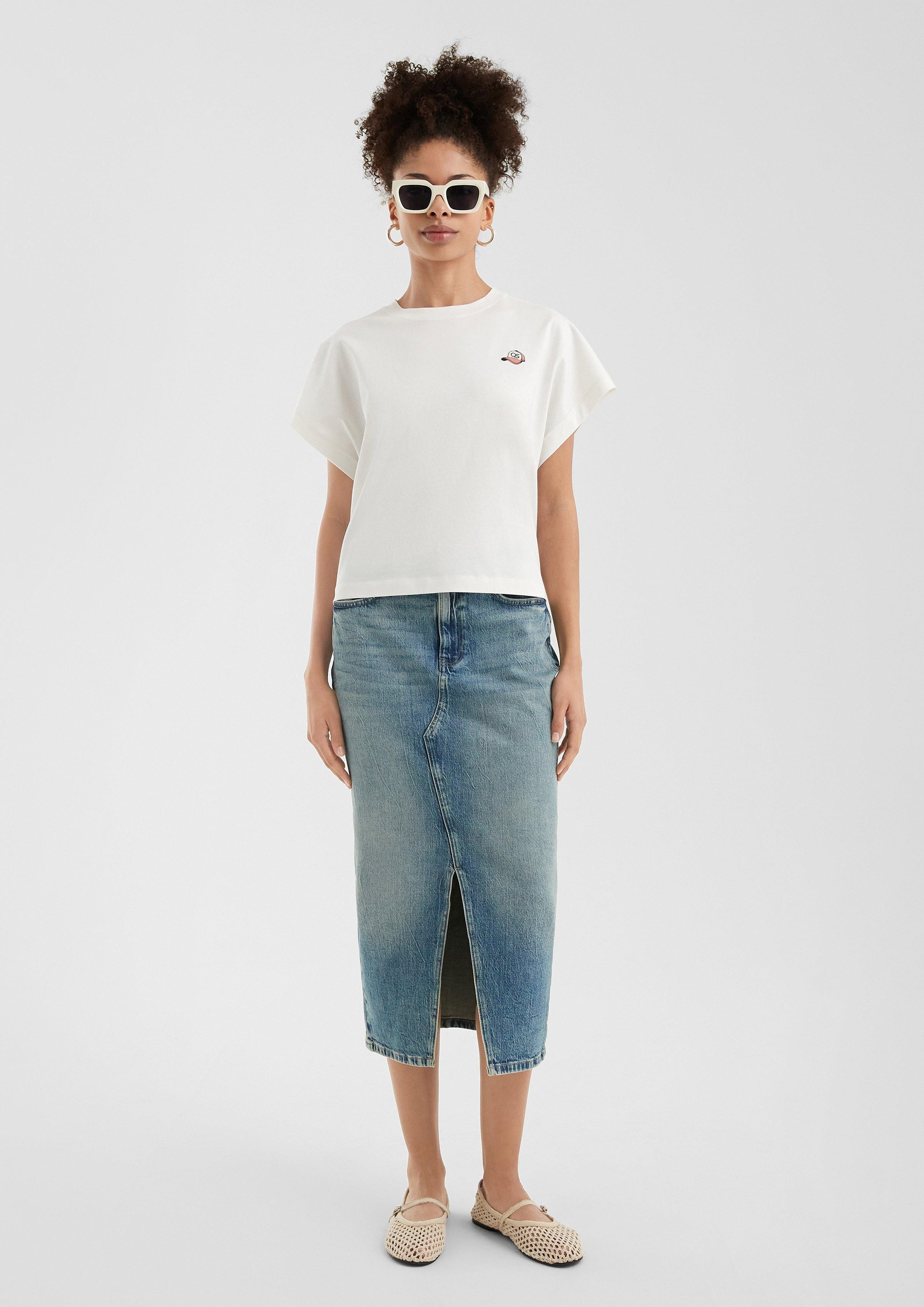 QS Kurzarmshirt Lässiges Baumwollshirt mit kleiner günstig online kaufen