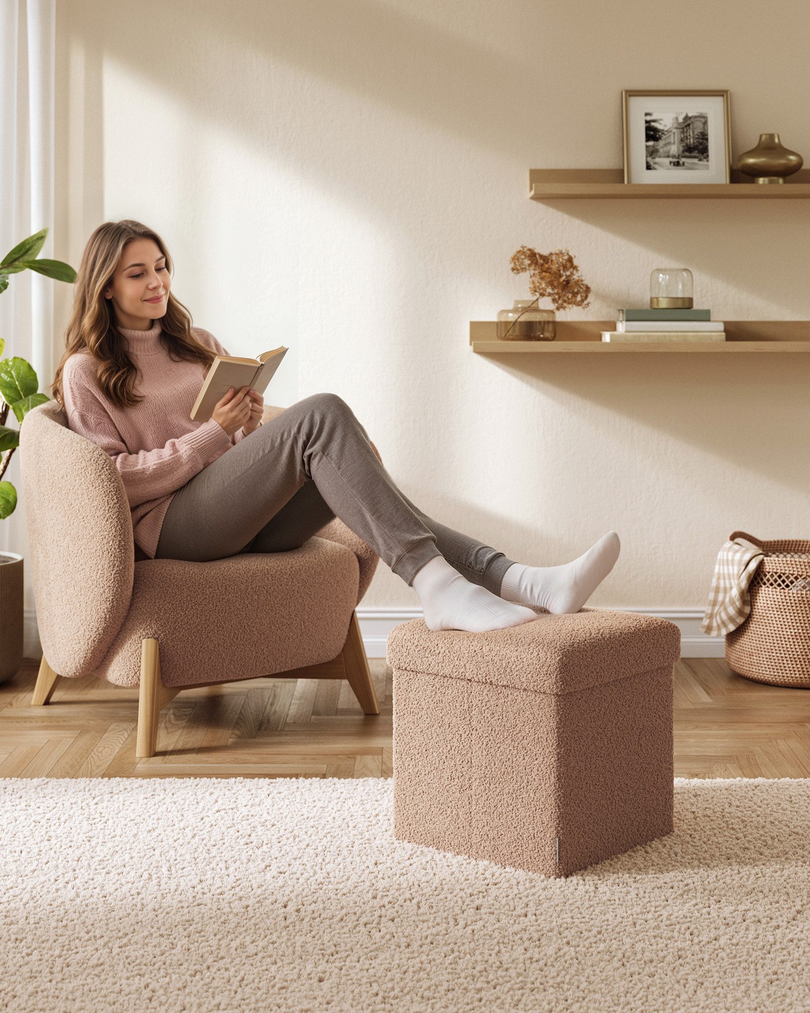 SONGMICS Sitzhocker, mit Stauraum, faltbarer Sitzhocker, günstig online kaufen