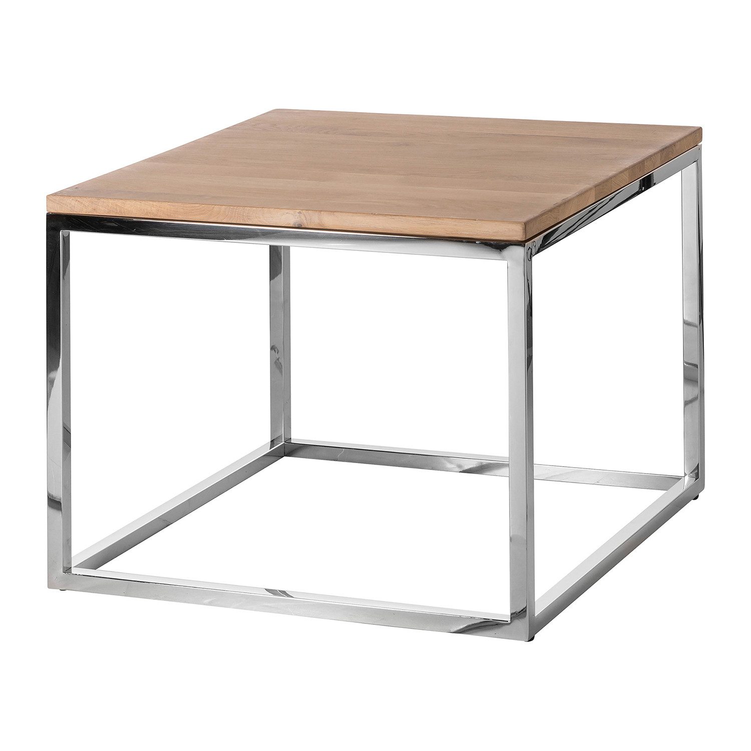 Fink Couchtisch NOVARA Couchtisch - H.45cm x B.55cm - natur/weiß - Edelstahl/Eiche (Loungetisch - Sitzbeistelltisch), Moderner Sofatisch Wohnzimmertisch Kaffeetisch Beistelltisch