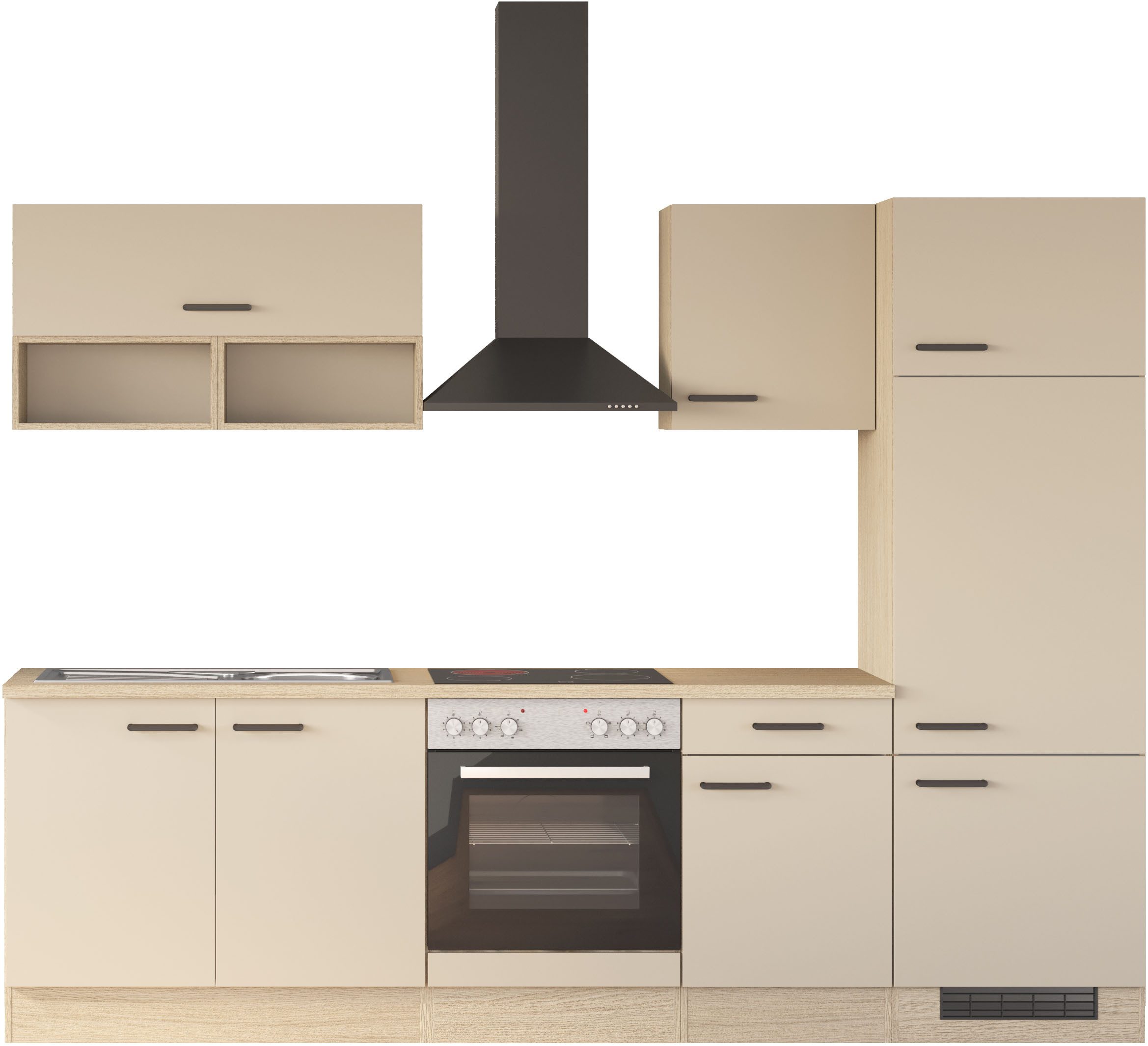 Flex-Well Küche Creso, Breite 270 cm, wahlweise mit E-Geräte und Spüle in Edelstahl und schwarz