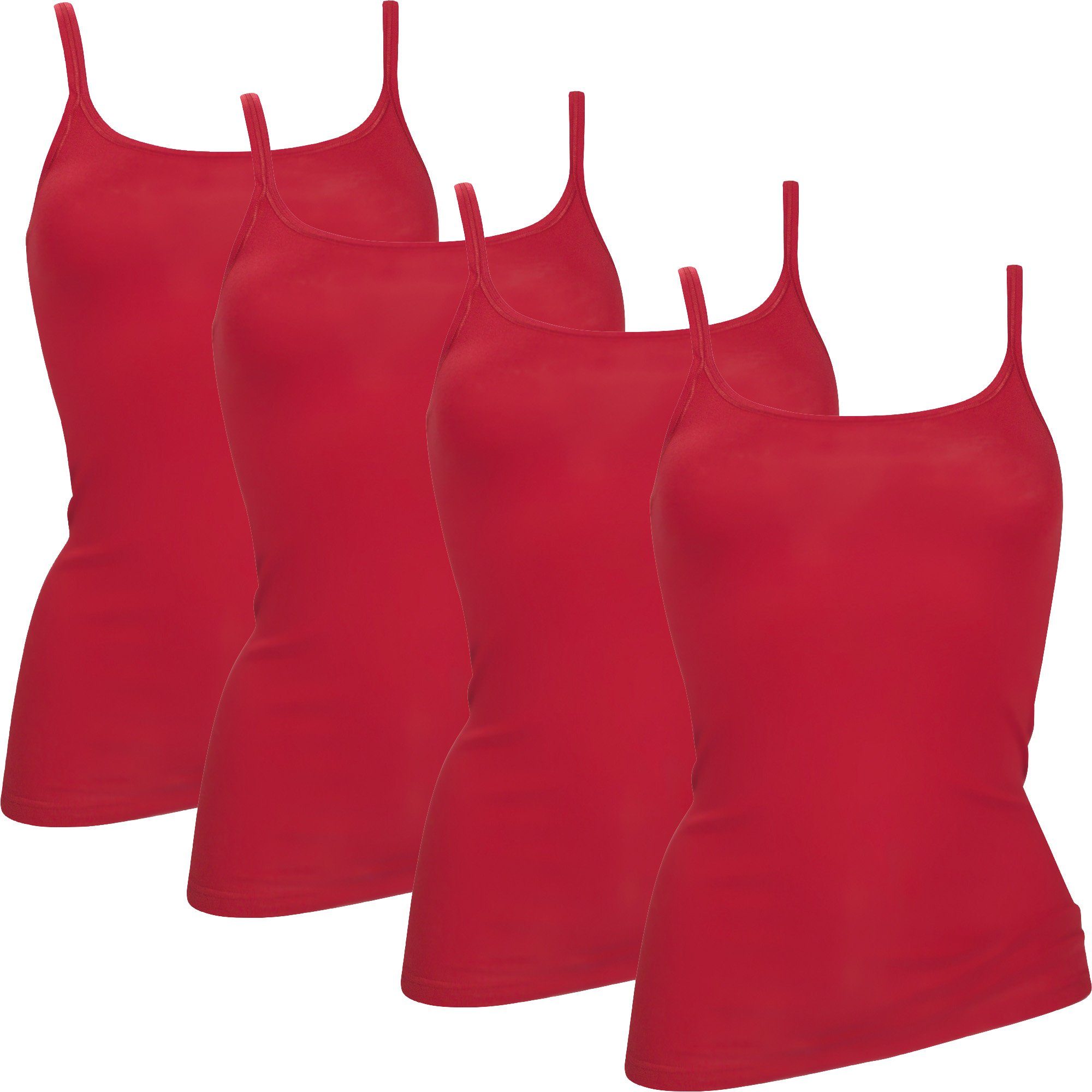 conta Unterhemd 4er-Pack Feinripp Damen-Unterhemd Uni rot