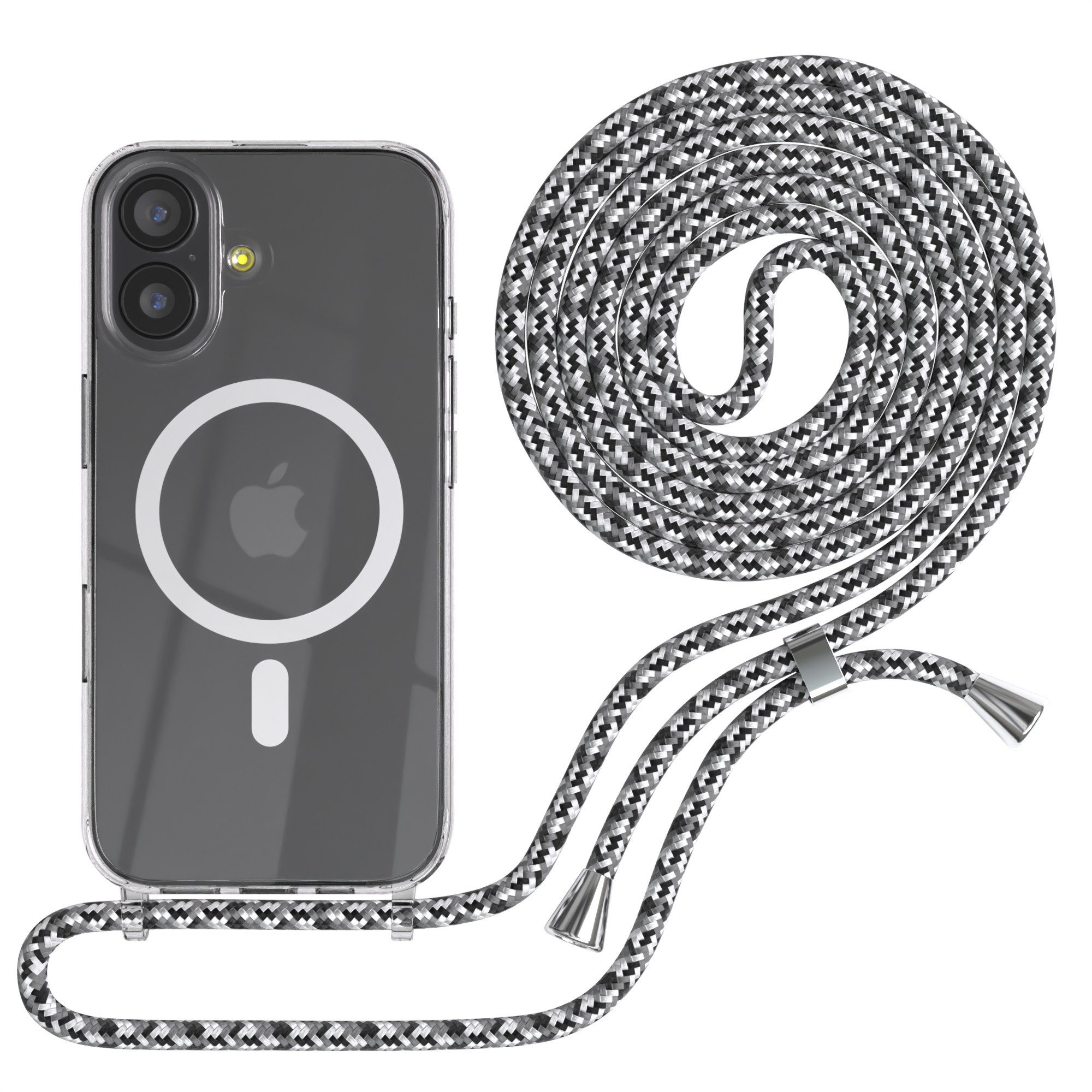 EAZY CASE Handykette mit Magsafe Hülle für Apple iPhone 17 6,3 Zoll, Magsafe Handykette Hülle mit Band Umhängtasche Schutzhülle Schwarz