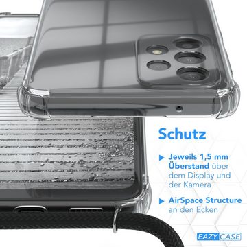 EAZY CASE Handykette 2in1 Metallkette für Samsung Galaxy A33 5G 6,4 Zoll, Hülle mit Kette Metallkette Slimcover Handykette Umhängetasche Silber