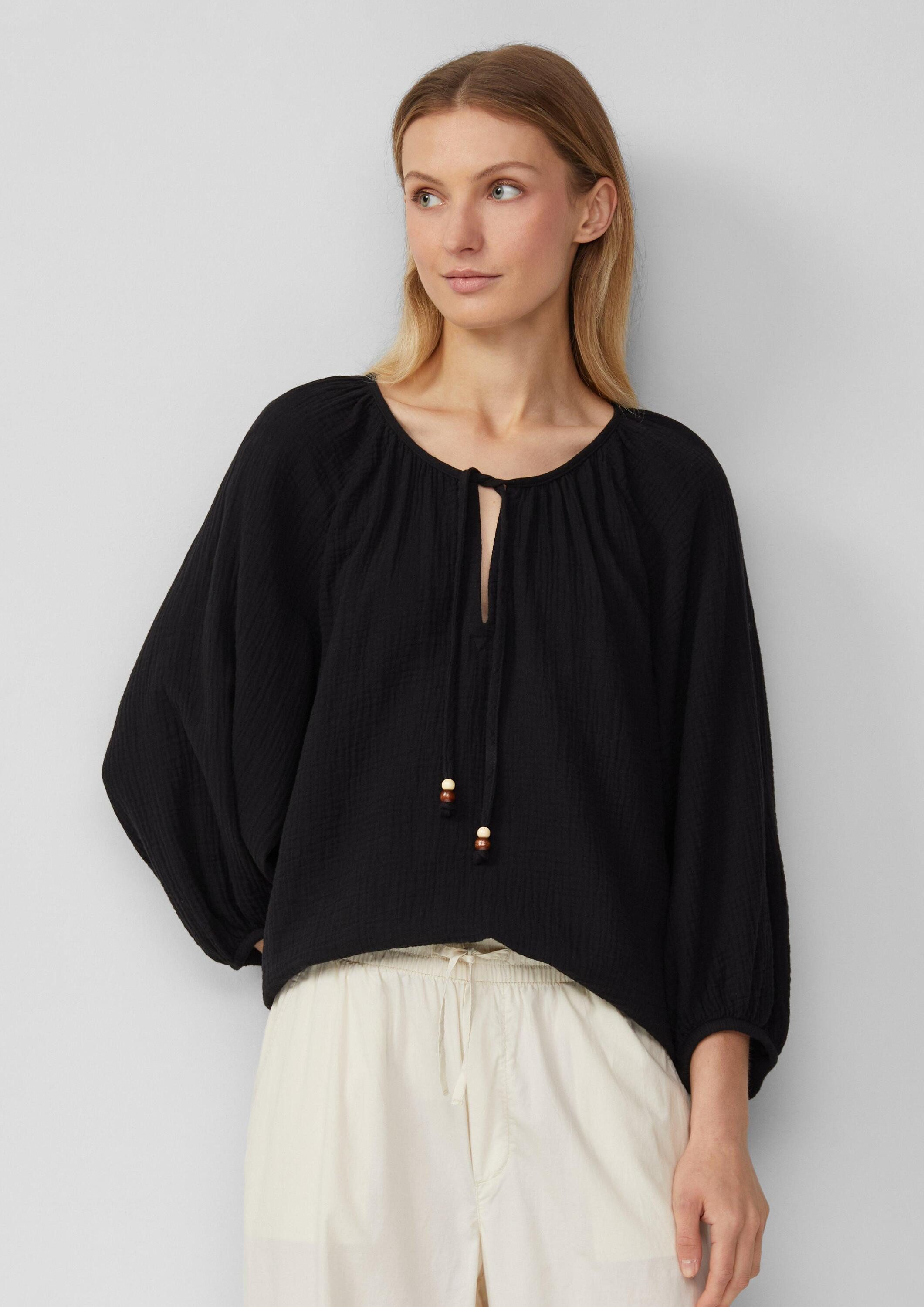 s.Oliver Kurzarmbluse Bluse Musselin-Bluse mit Raglanärmeln und Raffung günstig online kaufen