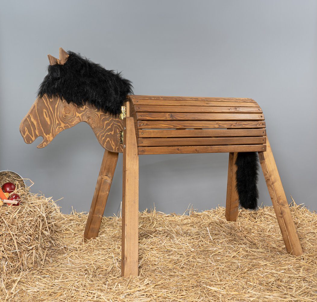 Dein Holzpferd Holzpferd Holzpferd Mia, Holzpferd Mia - 100cm Sitzhöhe mit flauschiger Plüschmähne