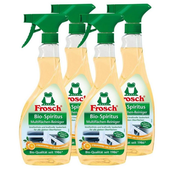 FROSCH 4x Frosch Orangen Multiflächen-Reiniger Sprühflasche 500 ml Glasreiniger