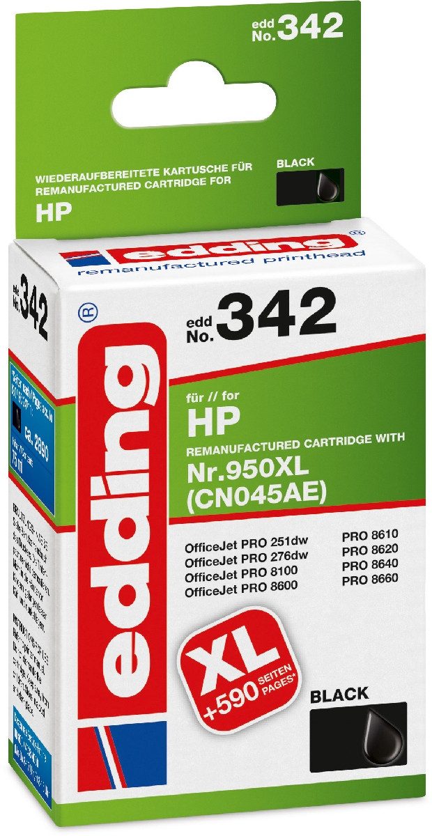 edding Druckerpatrone kompatibel mit HP No. 950XL (CN045AE) black Nachfülltinte (x)
