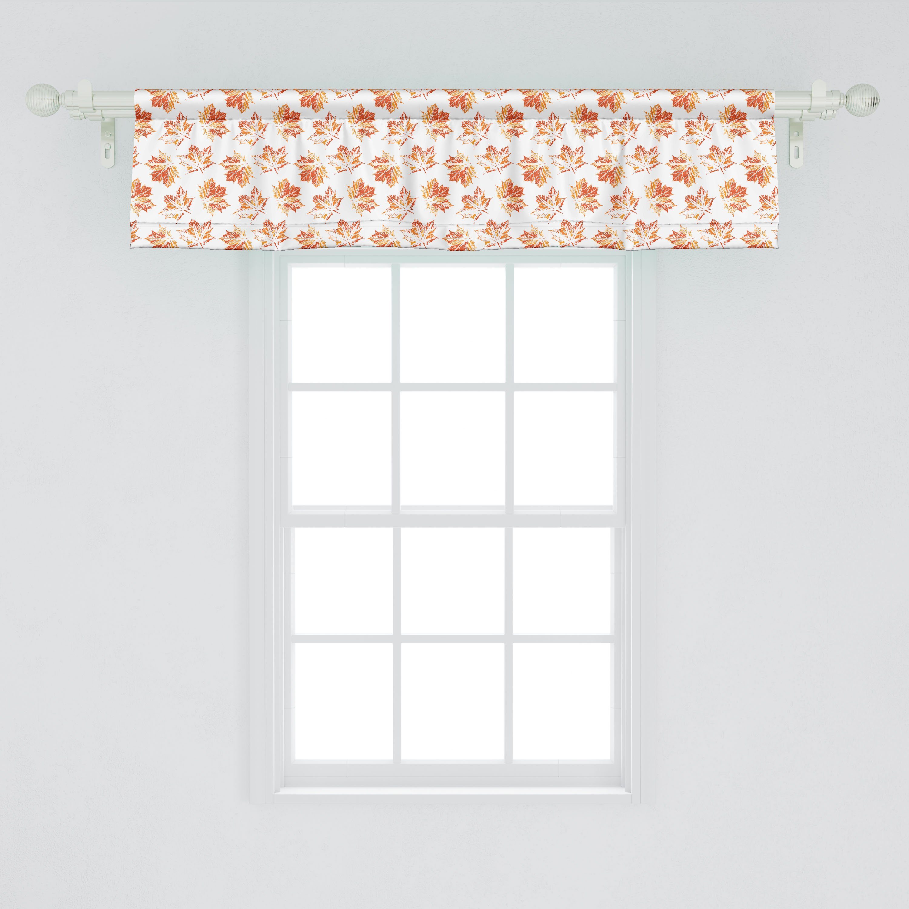 Scheibengardine Vorhang Volant für Küche Abakuhaus, Leaves Autumn Microfaser, Dekor Schlafzimmer Pattern Stangentasche, Orange mit