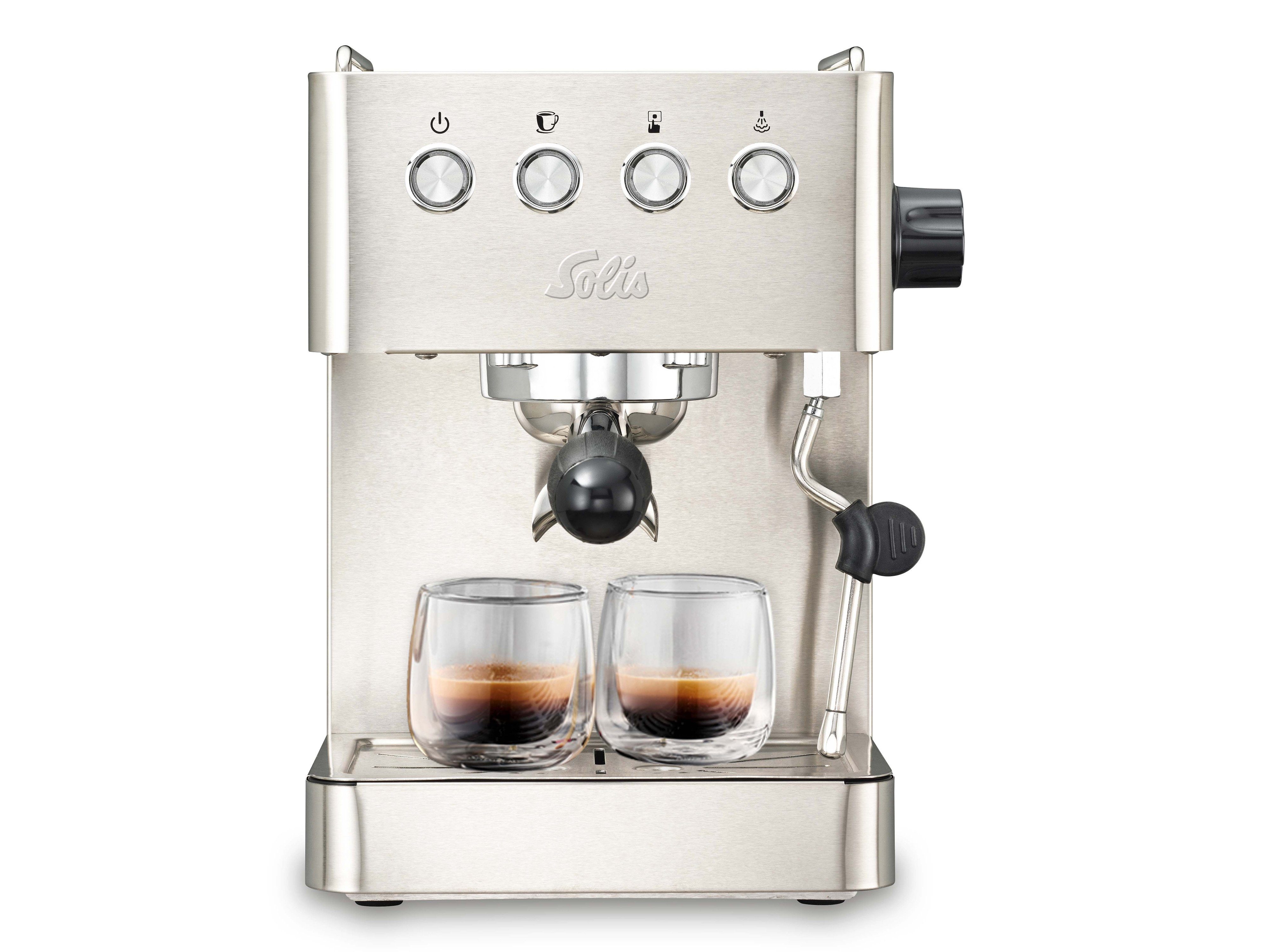 SOLIS OF SWITZERLAND Siebträgermaschine, Siebträger 58 mm, 15 Bar Druck, 360 ° Heißwasserstab, Programmierbar