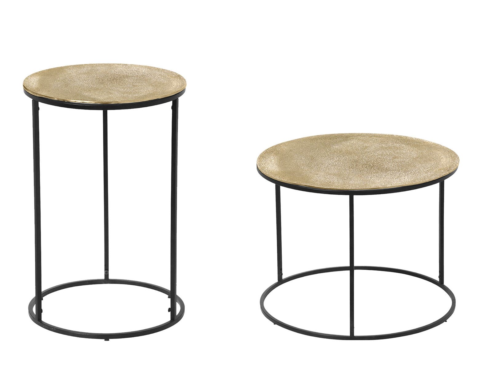 MIRRORS AND MORE Couchtisch (2er Set), Wohnzimmertisch Sofa-Beistelltisch, Nachttisch Gold Höhe 46cm und 61cm