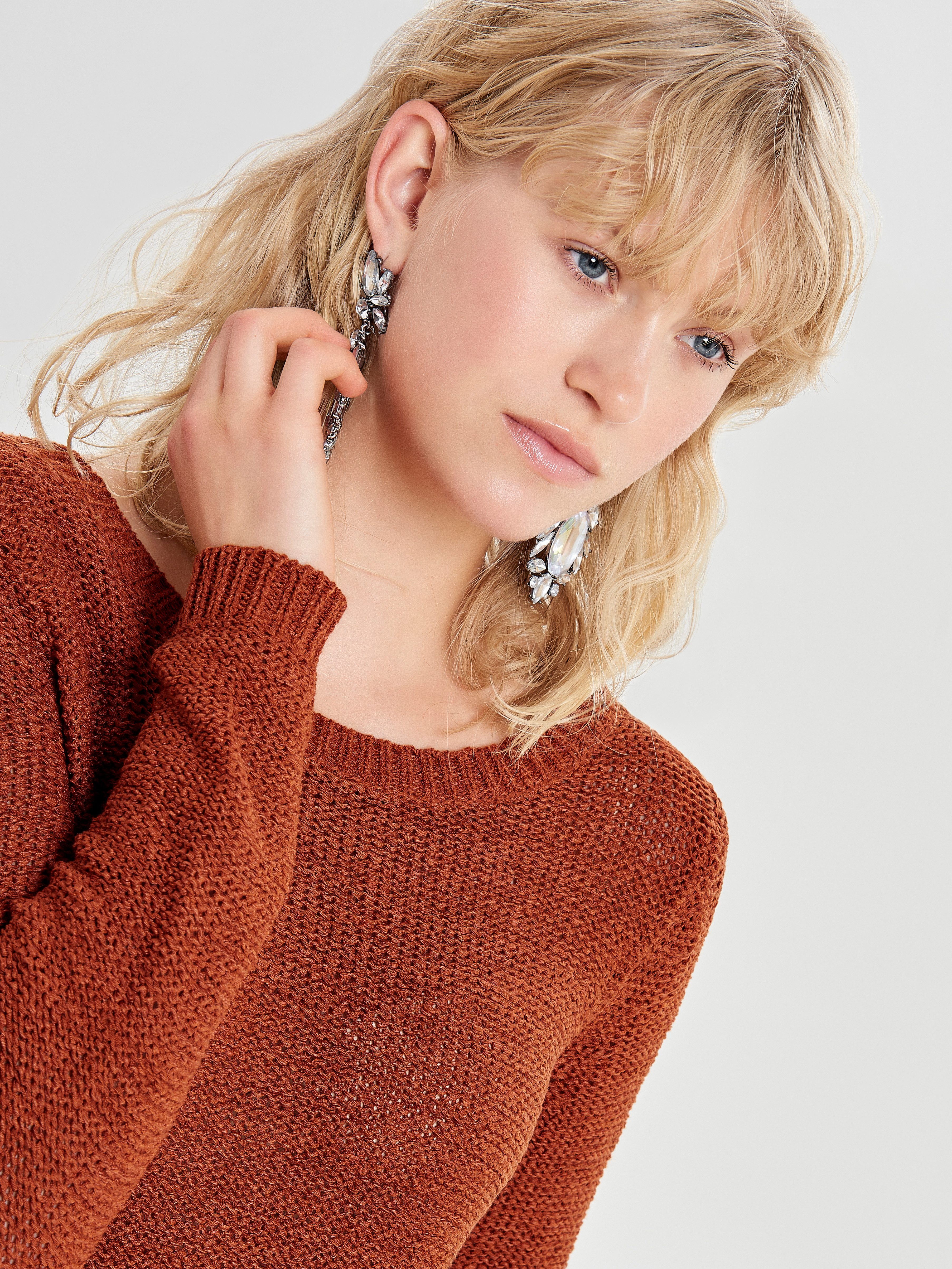ONLY Strickpullover ONLGEENA XO L/S PULLOVER KNT NOOS Materialmix, regular fit
