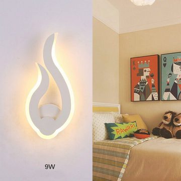LETGOSPT Wandleuchte 9W LED Wandleuchte Innen, Wandlampe Flammenform Acryl Lampe, Warmweiß, LED fest integriert, für Wohnzimmer Schlafzimmer Treppenhaus Flur