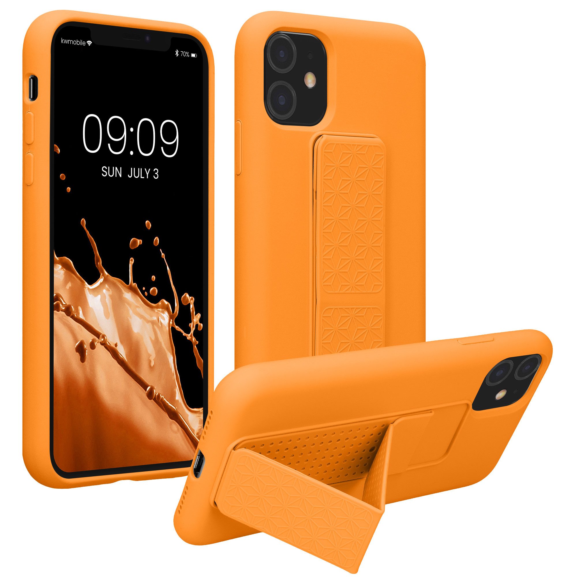 kwmobile Handyhülle kwmobile Handyhülle für Apple iPhone 11, Hülle mit Fingerhalter und Standfunktion - Silikon Case Handy Cover