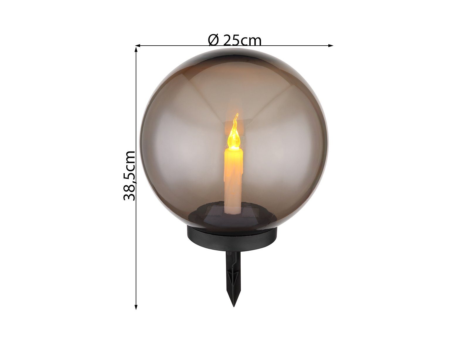 GLOBO LIGHTING LED Solarleuchte, Dämmerungssensor, LED fest integriert, Warmweiß, 2er Set Solarkugeln Kerze-n Outdoor Leuchtkugeln Solarlicht, Ø38,5cm