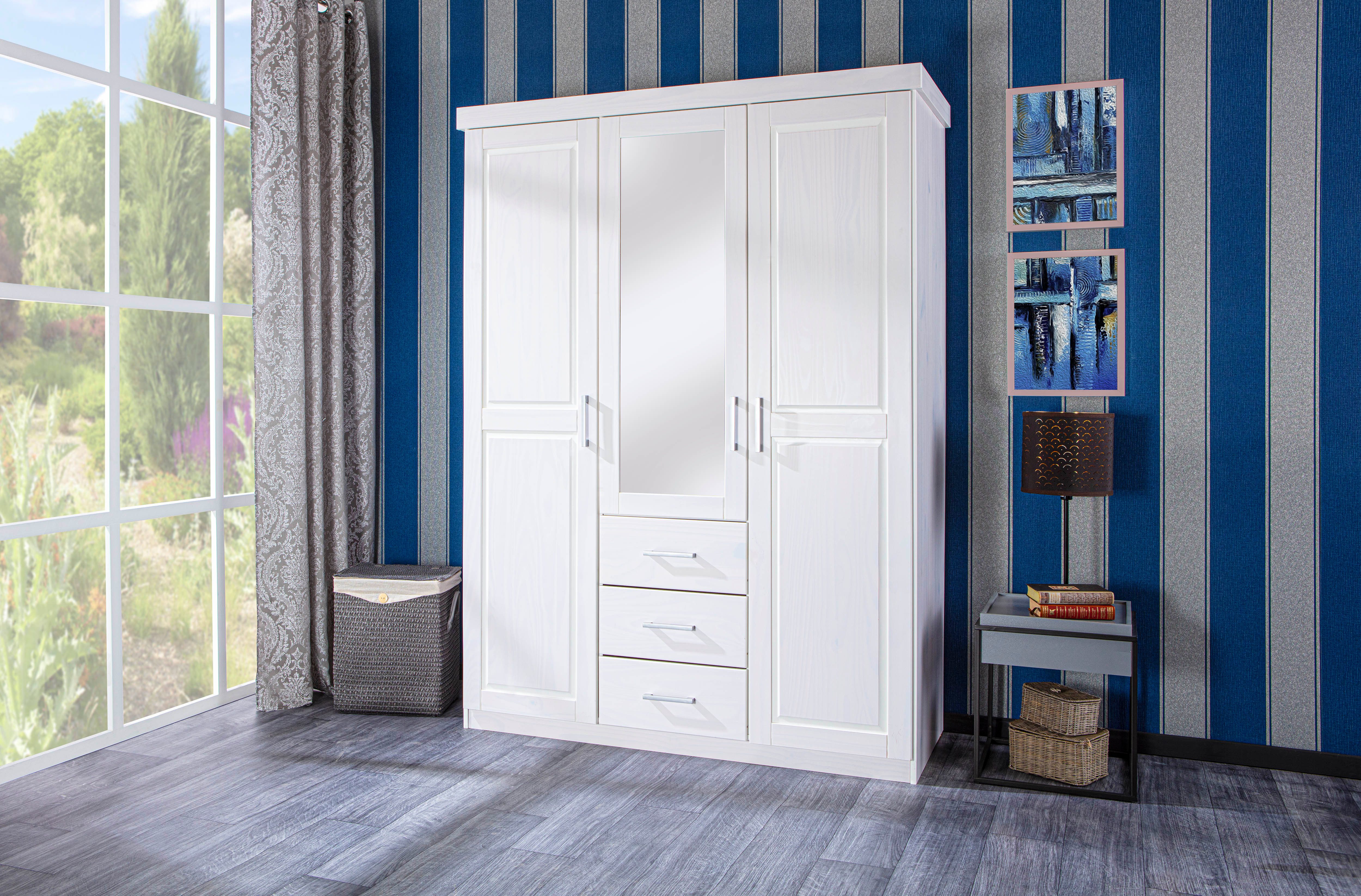 Inter Link Kleiderschrank Geraldo weiss Kiefer Massivholz, viel Stauraum, L günstig online kaufen