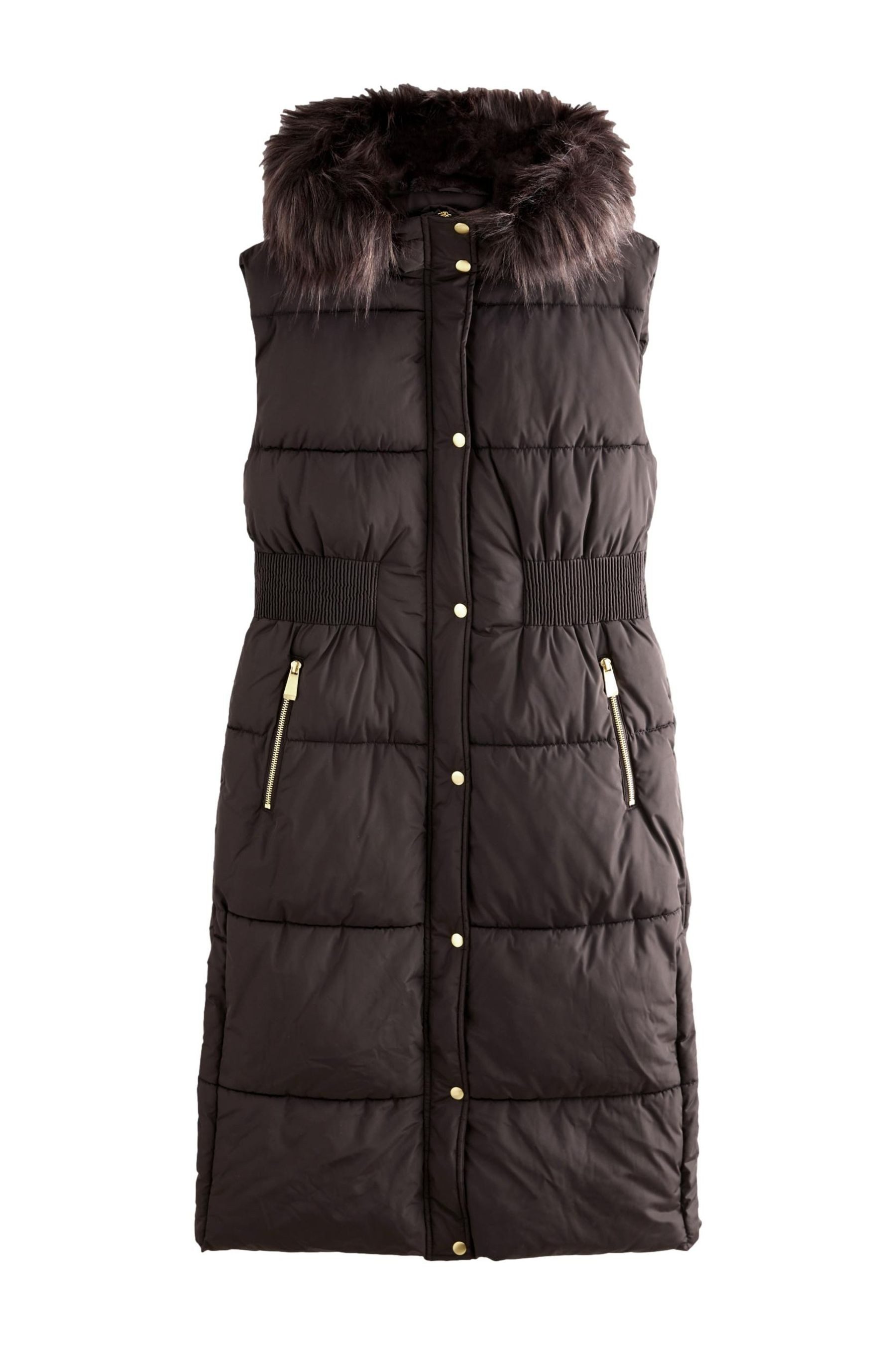 Next Steppweste Tailliertes Gilet mit Kunstfellkapuze günstig online kaufen