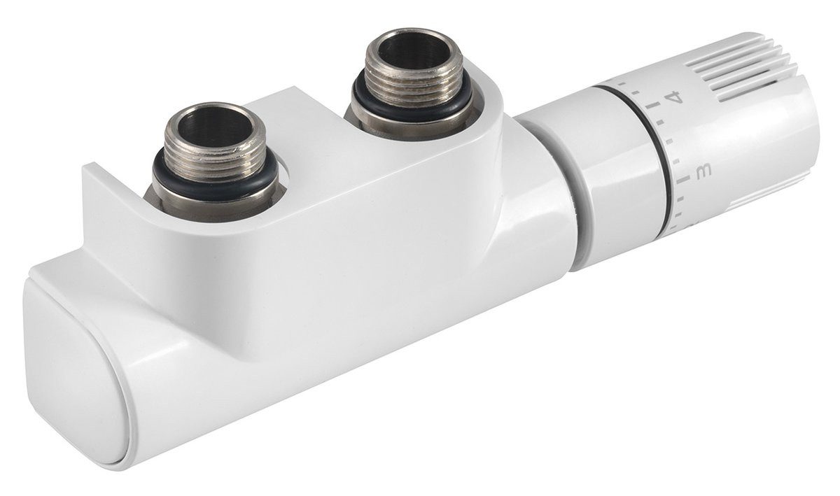 Aqualine Brausethermostat TOP 50 Thermostat-Anschluss-Set für Mittenanschluss, rechts, weiß Aqualine-CP9720S