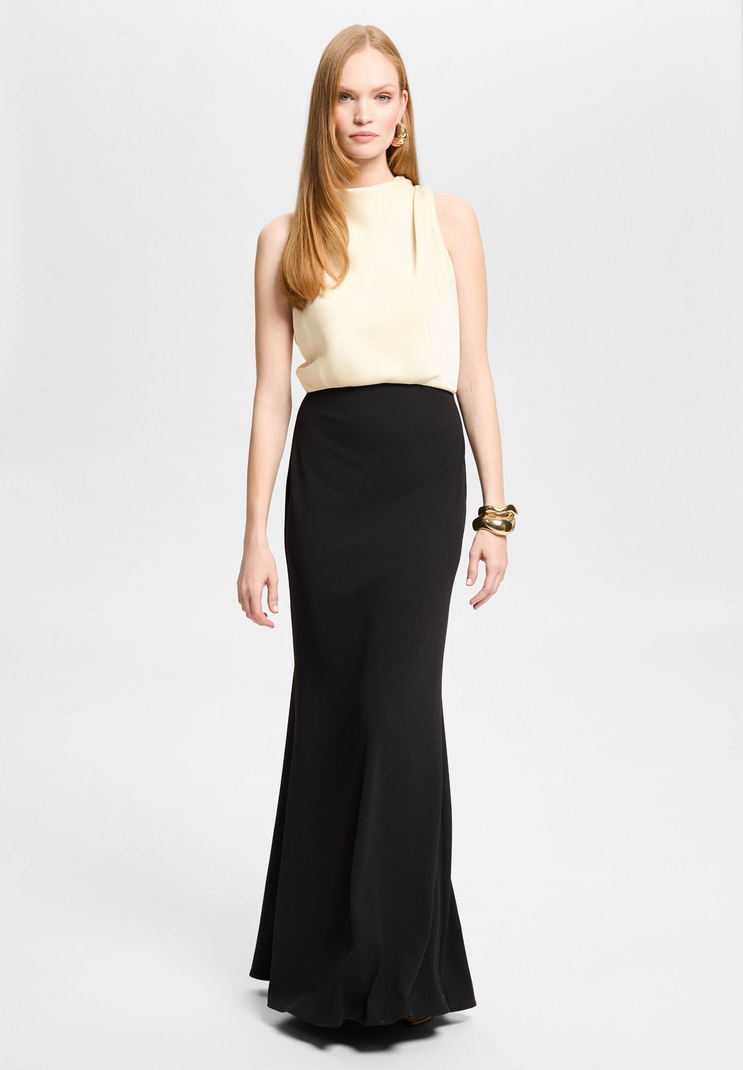 SWING Abendkleid - Abendkleid in Color-Blocking Optik Taillierter Schnitt mit fließendem Rockteil